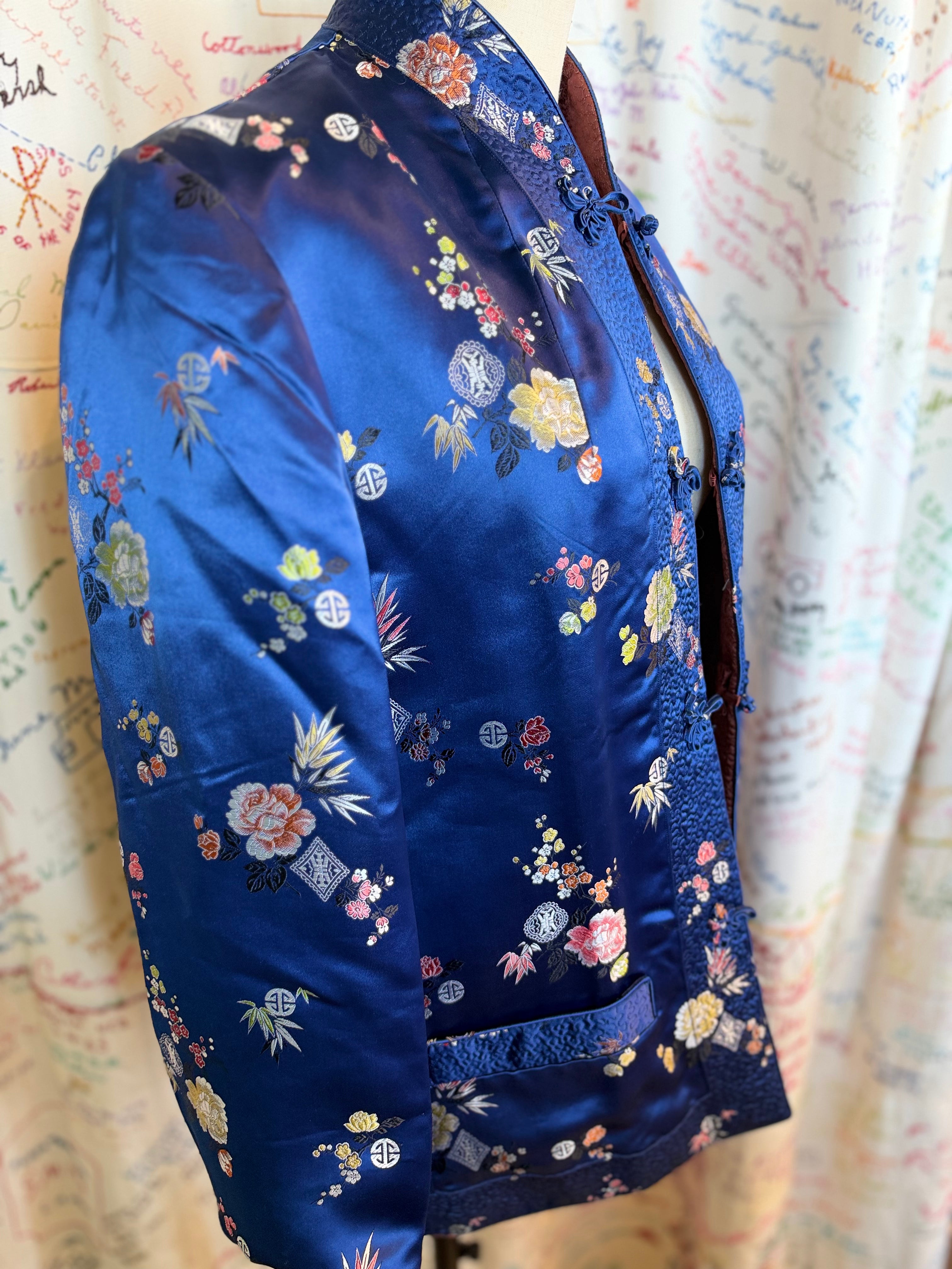 Floral Jacquard Reversible Satin Jacket