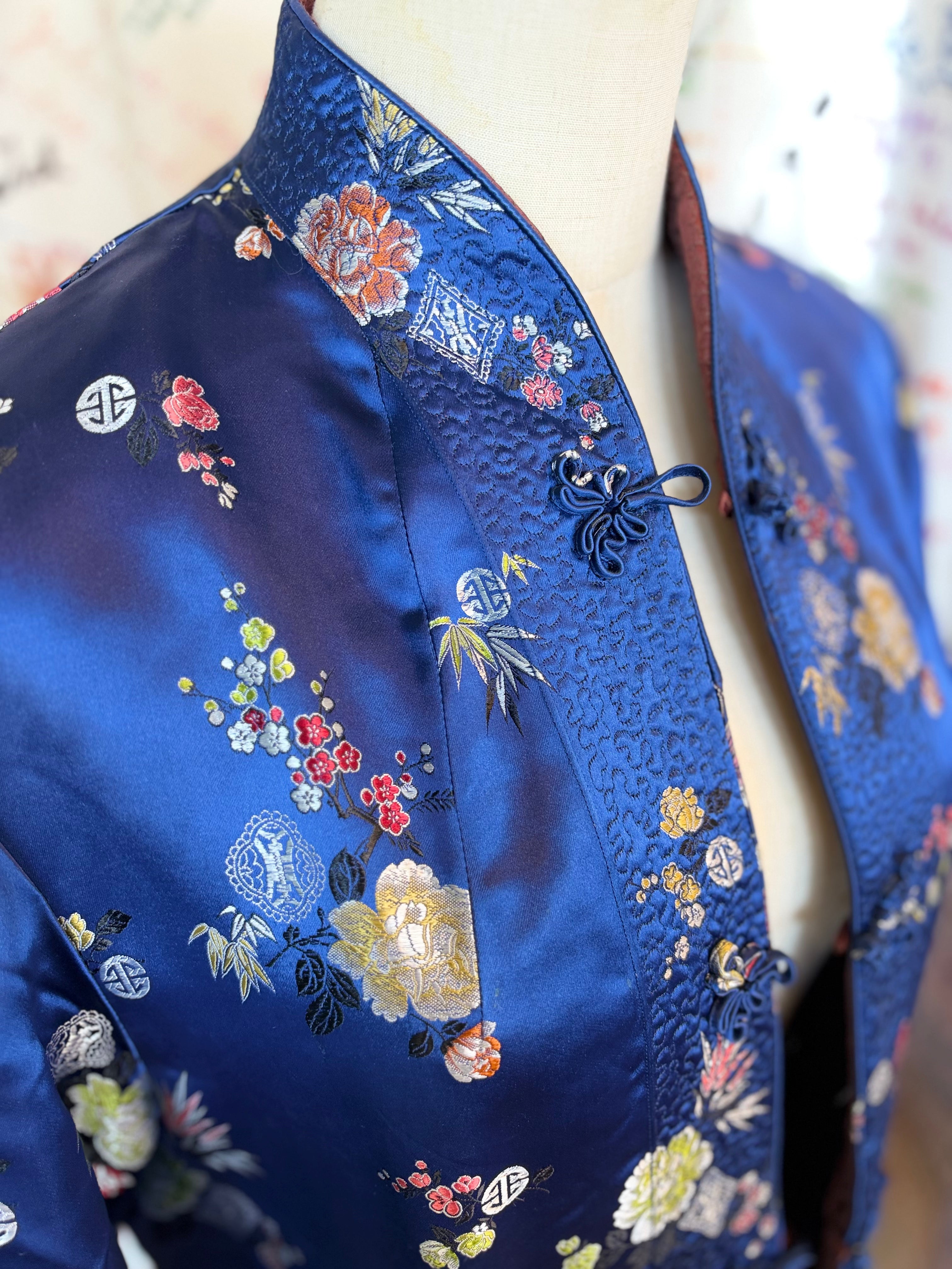 Floral Jacquard Reversible Satin Jacket