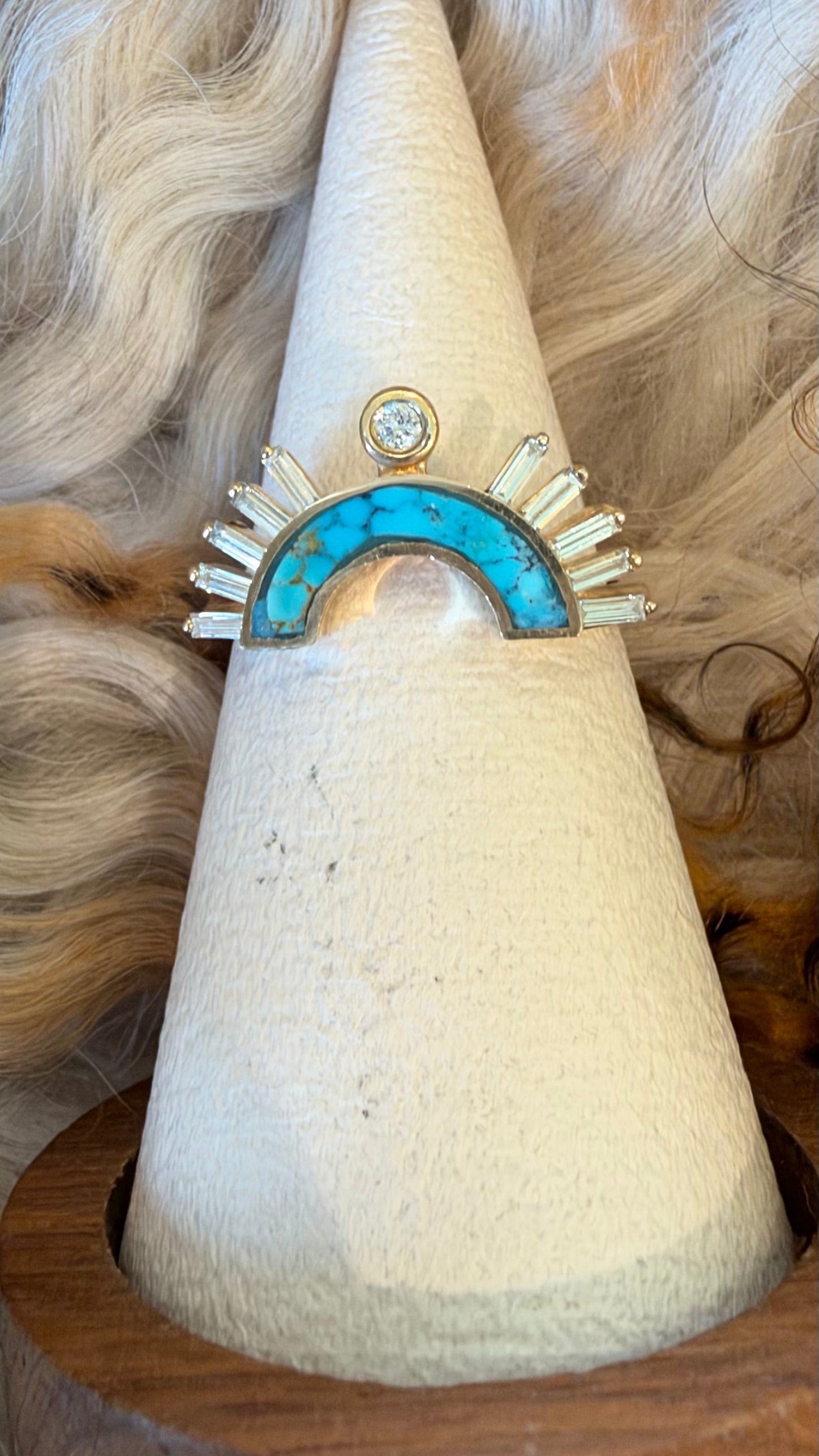 BAGUETTE RISING SOL LARGE ARCH RING CROWN by Young In The Mountains