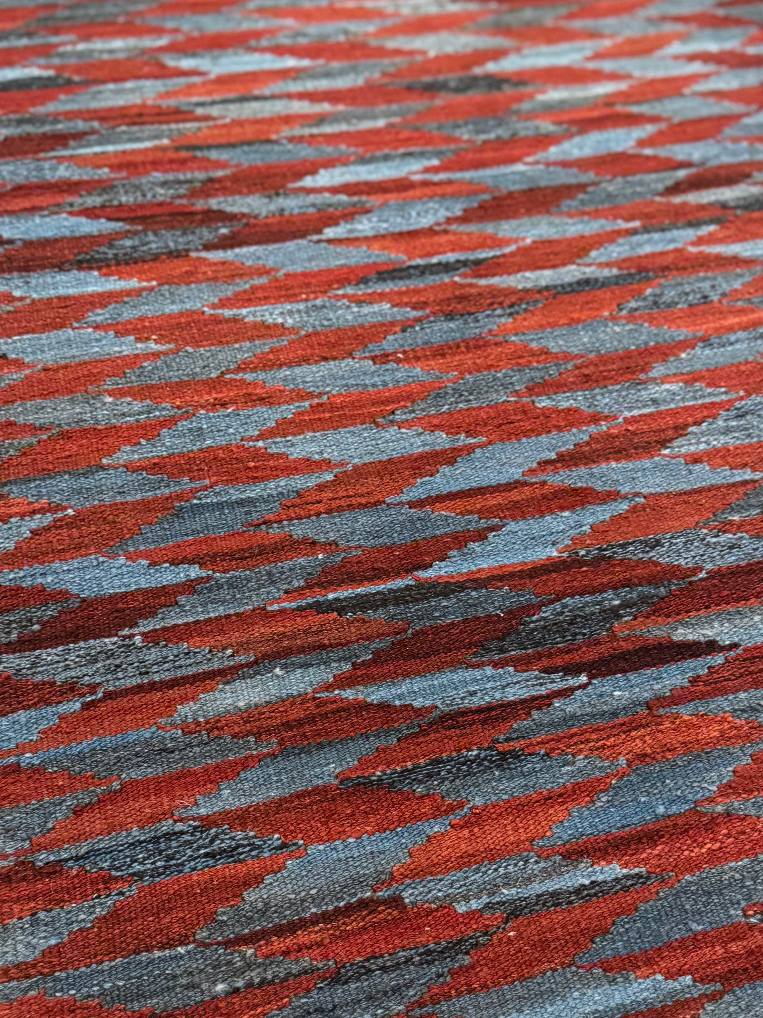 Grey & Burnished Copper Kilim Runner