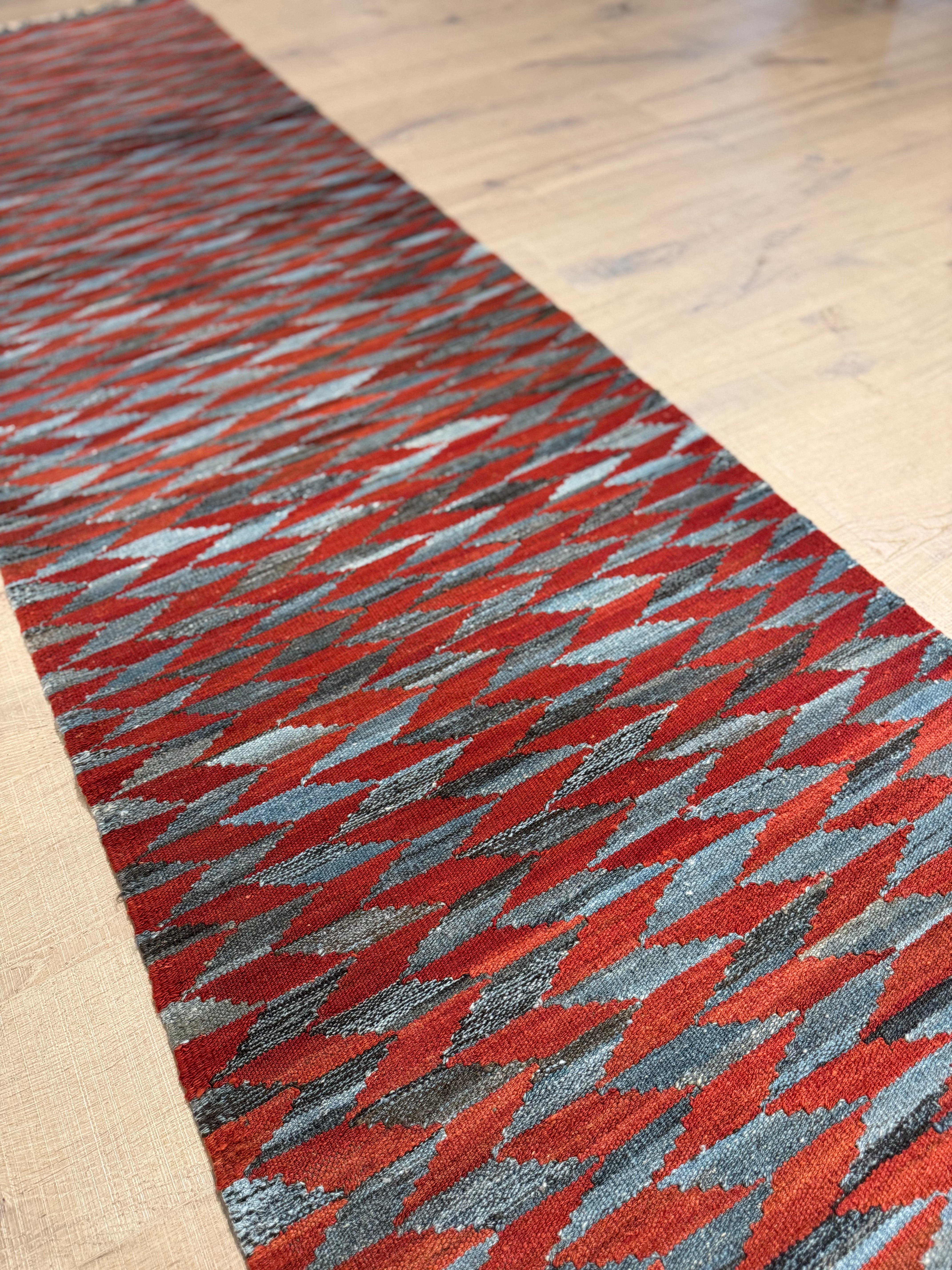 Grey & Burnished Copper Kilim Runner