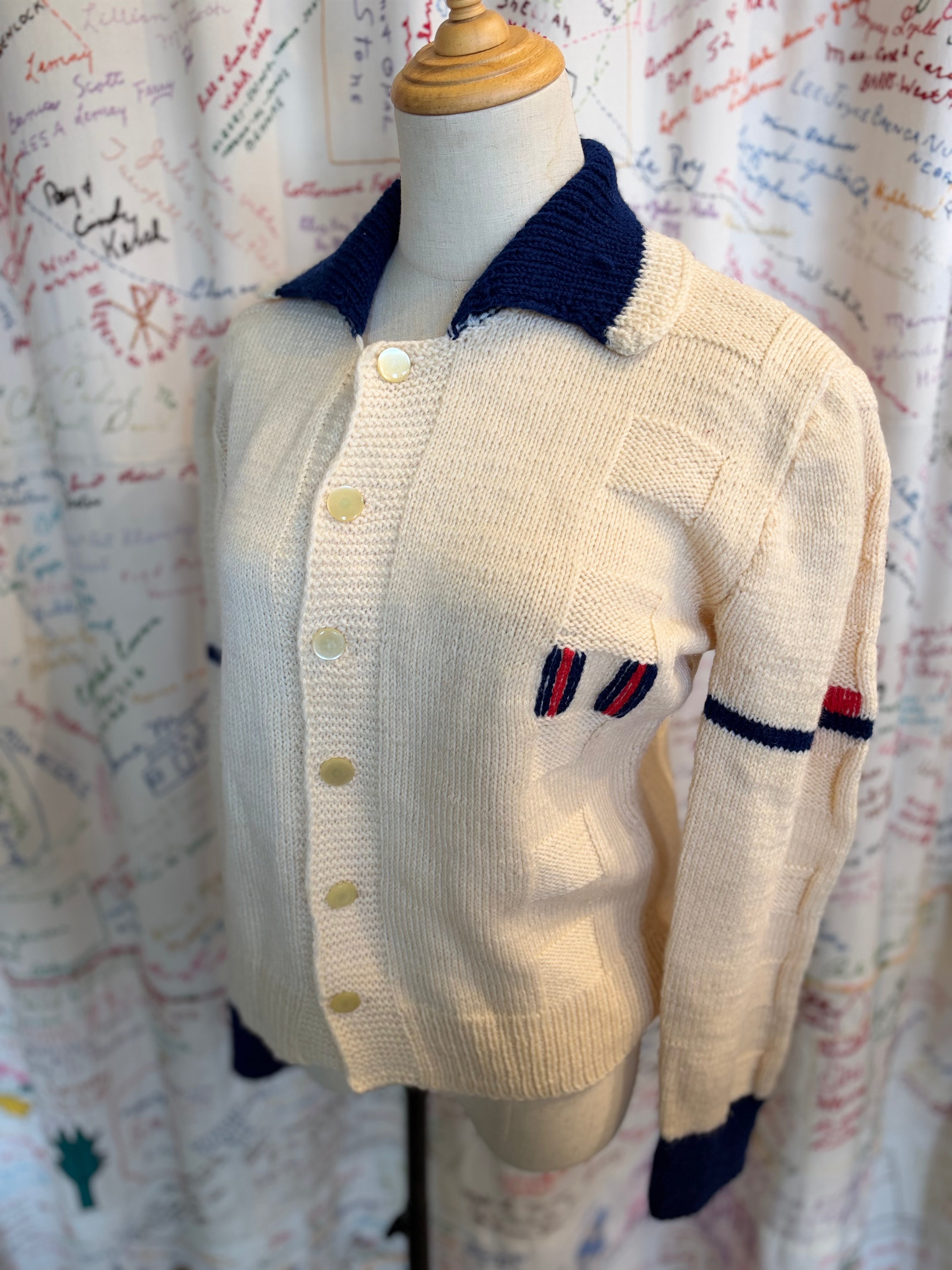 Hand knitted Tennis Cardigan