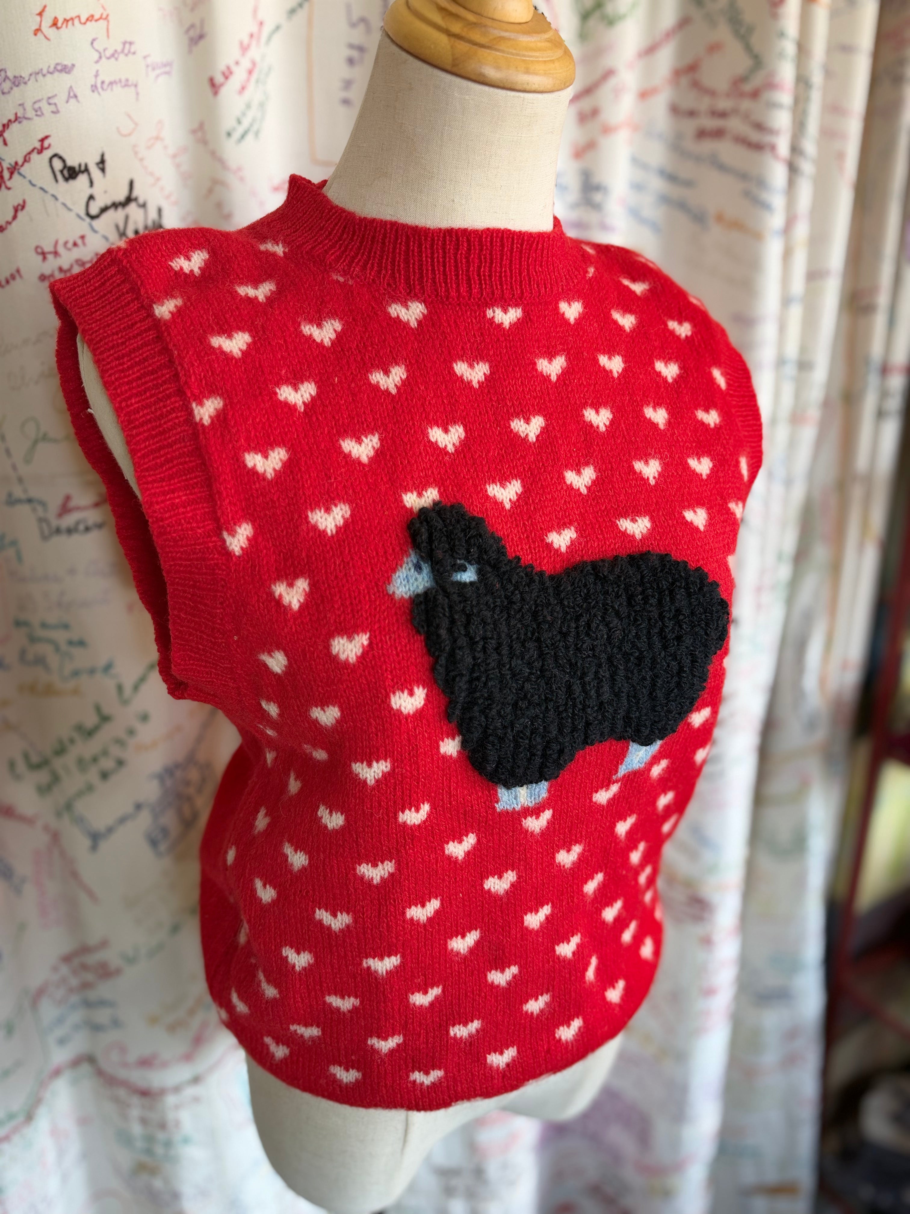 Black Chenille Sheep Sweater Vest by Eagle's eye