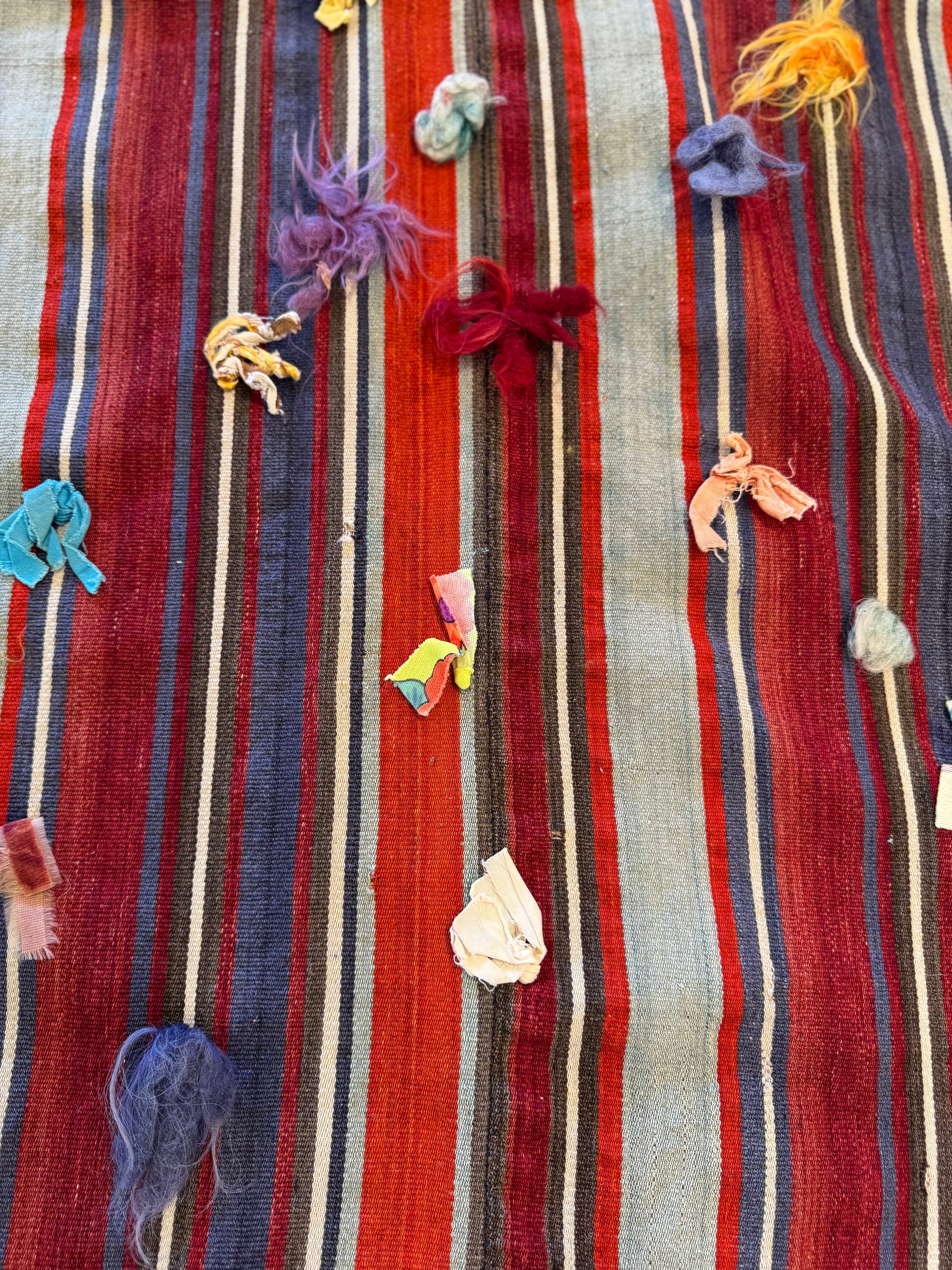 Turkish Ties & Striped Kilim circa 1940's 6’ x 10’