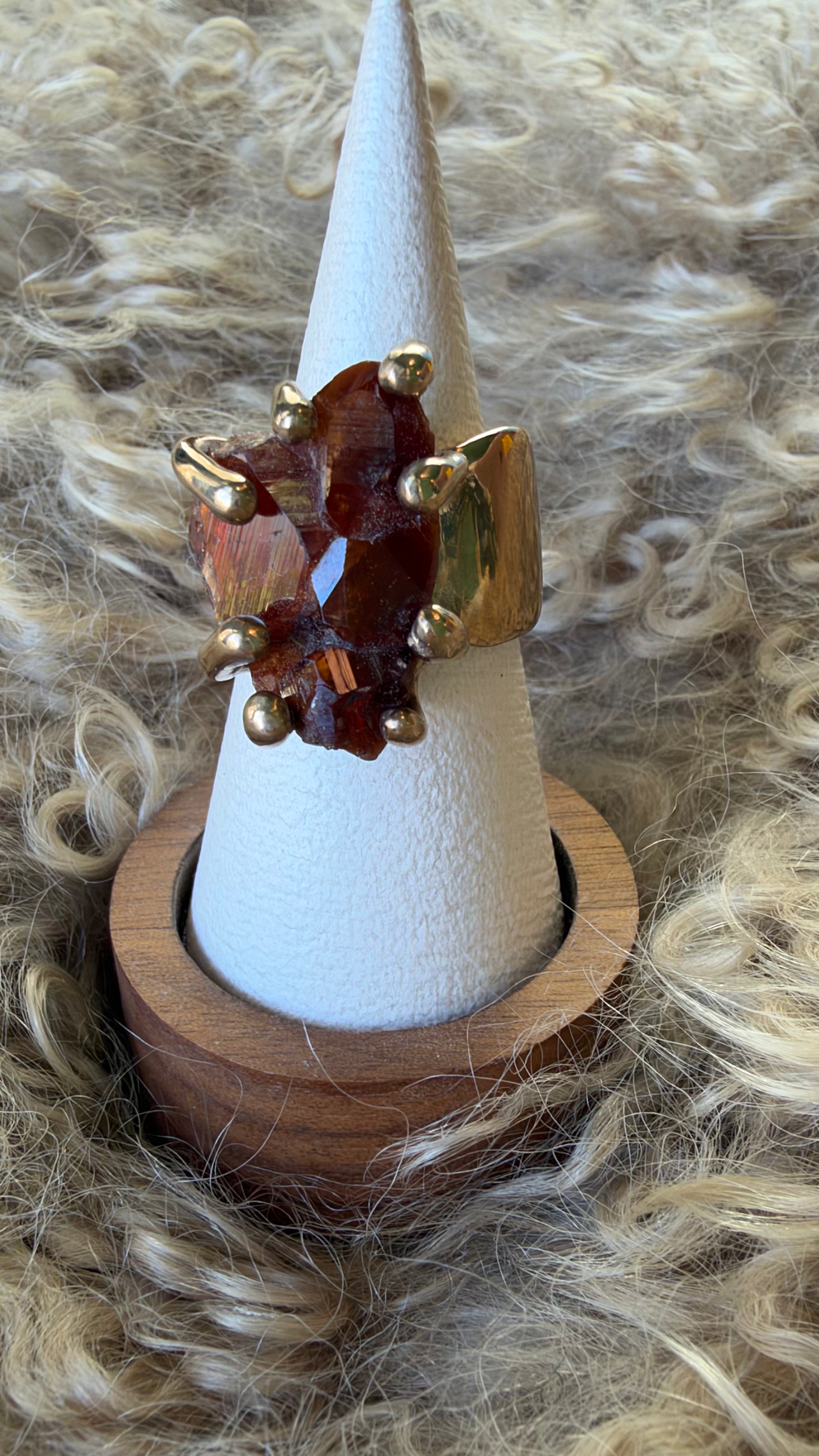 Hessonite Garnet Cluster Bronze Ring by Carina Schott