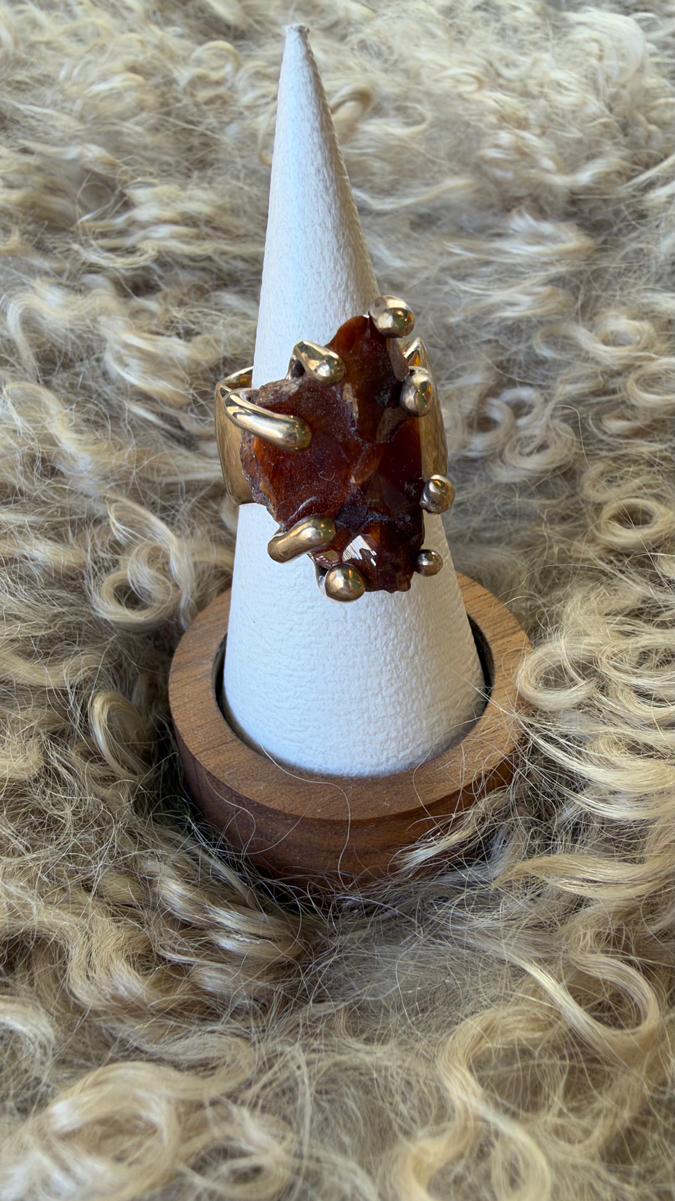 Hessonite Garnet Cluster Bronze Ring by Carina Schott