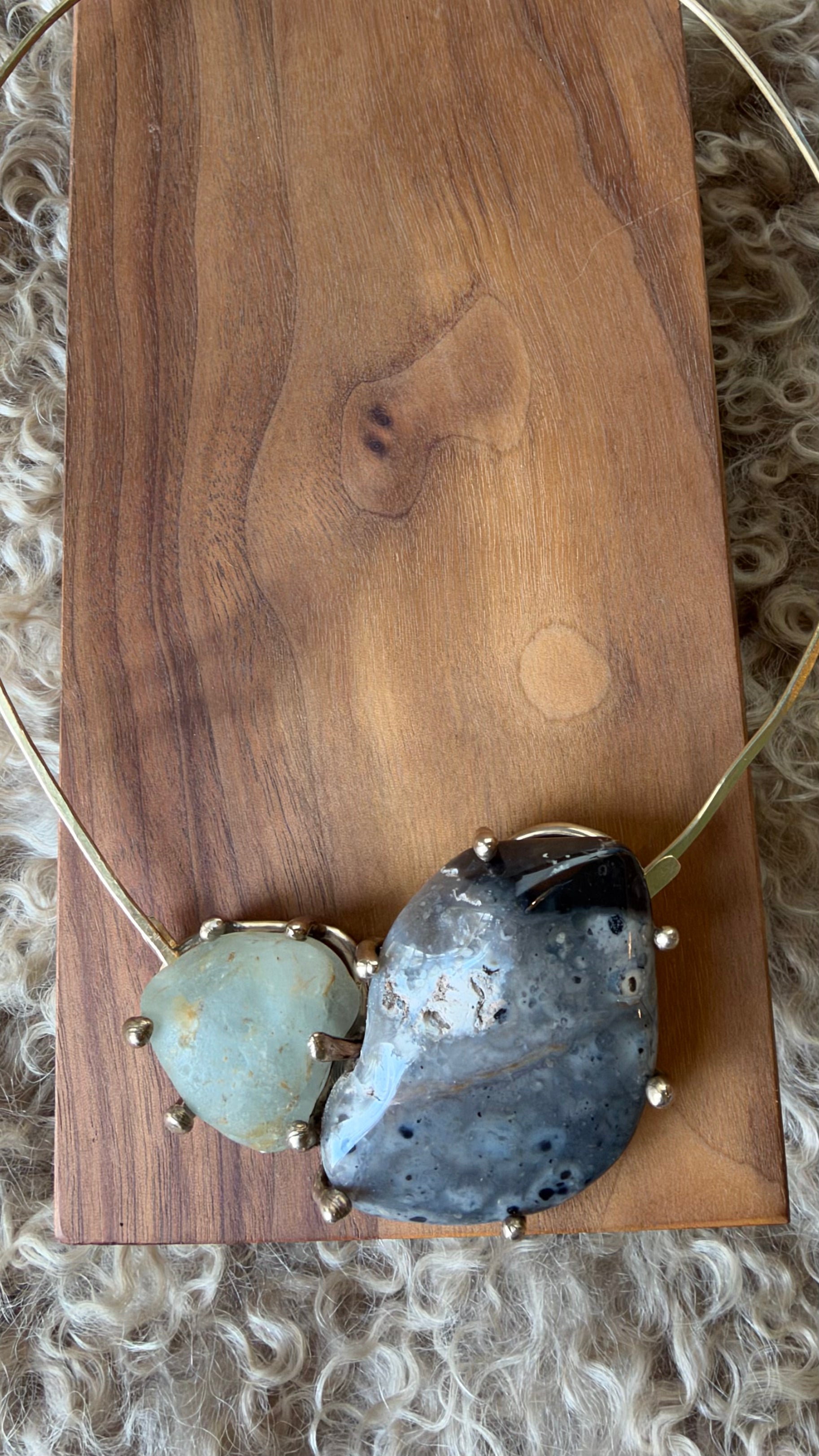 Montana Agate & River Polished Topaz Collar Necklace by Carina Schott