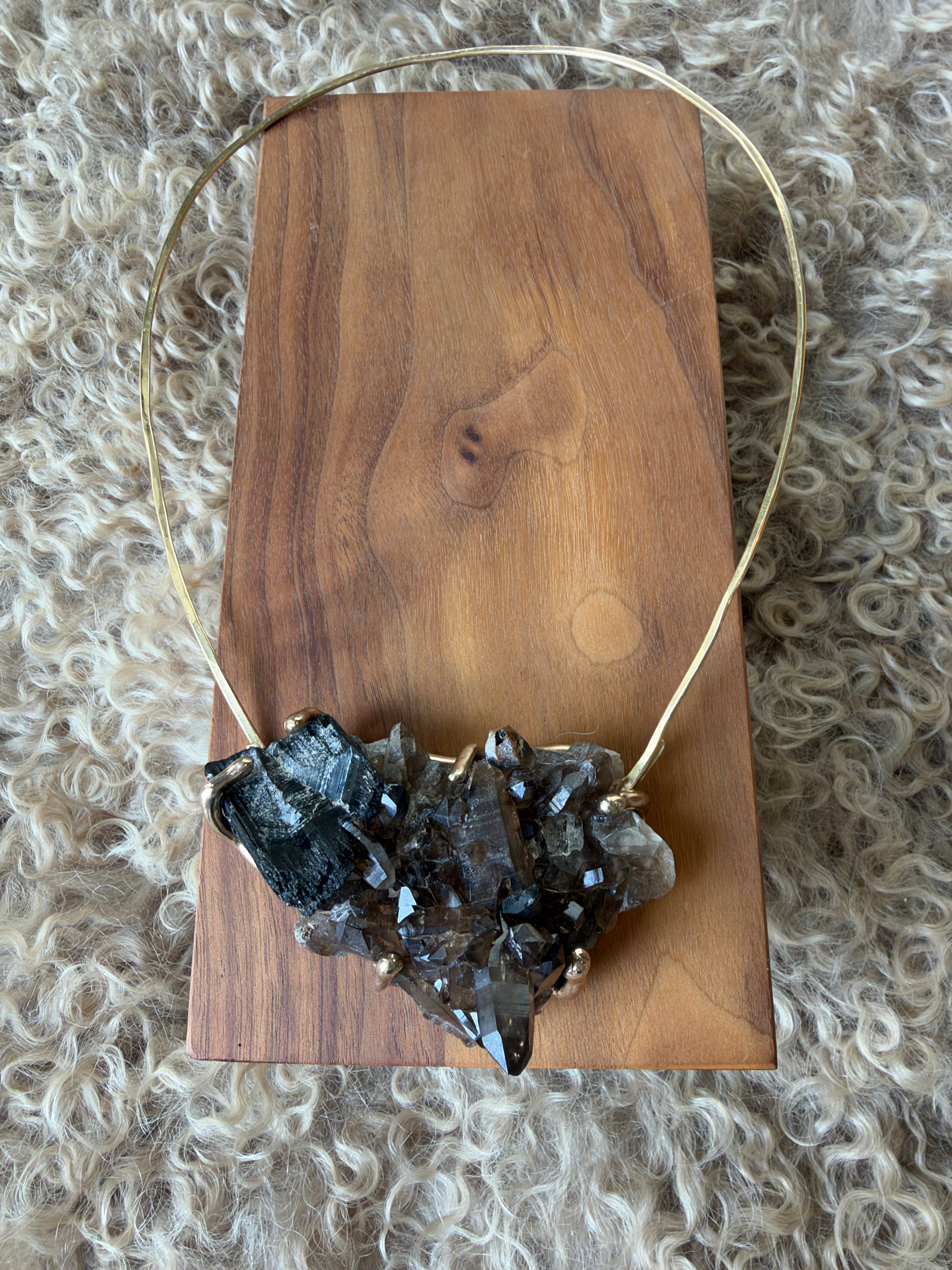 Black Tourmaline & Smoky Quartz Collar Necklace by Carina Schott