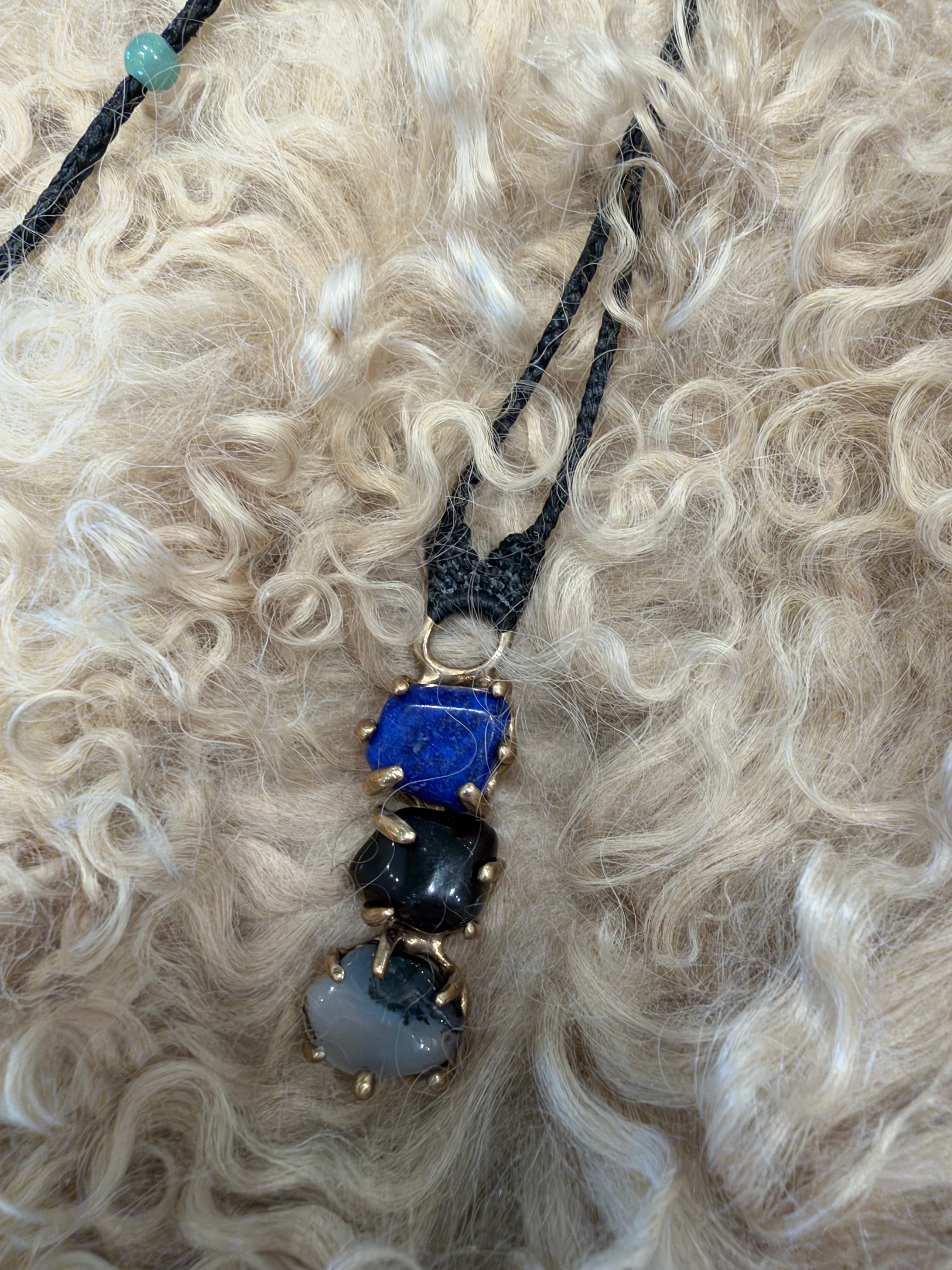 Lapis Lazuli, Apache Tear, Montana Agate Necklace by Carina Schott