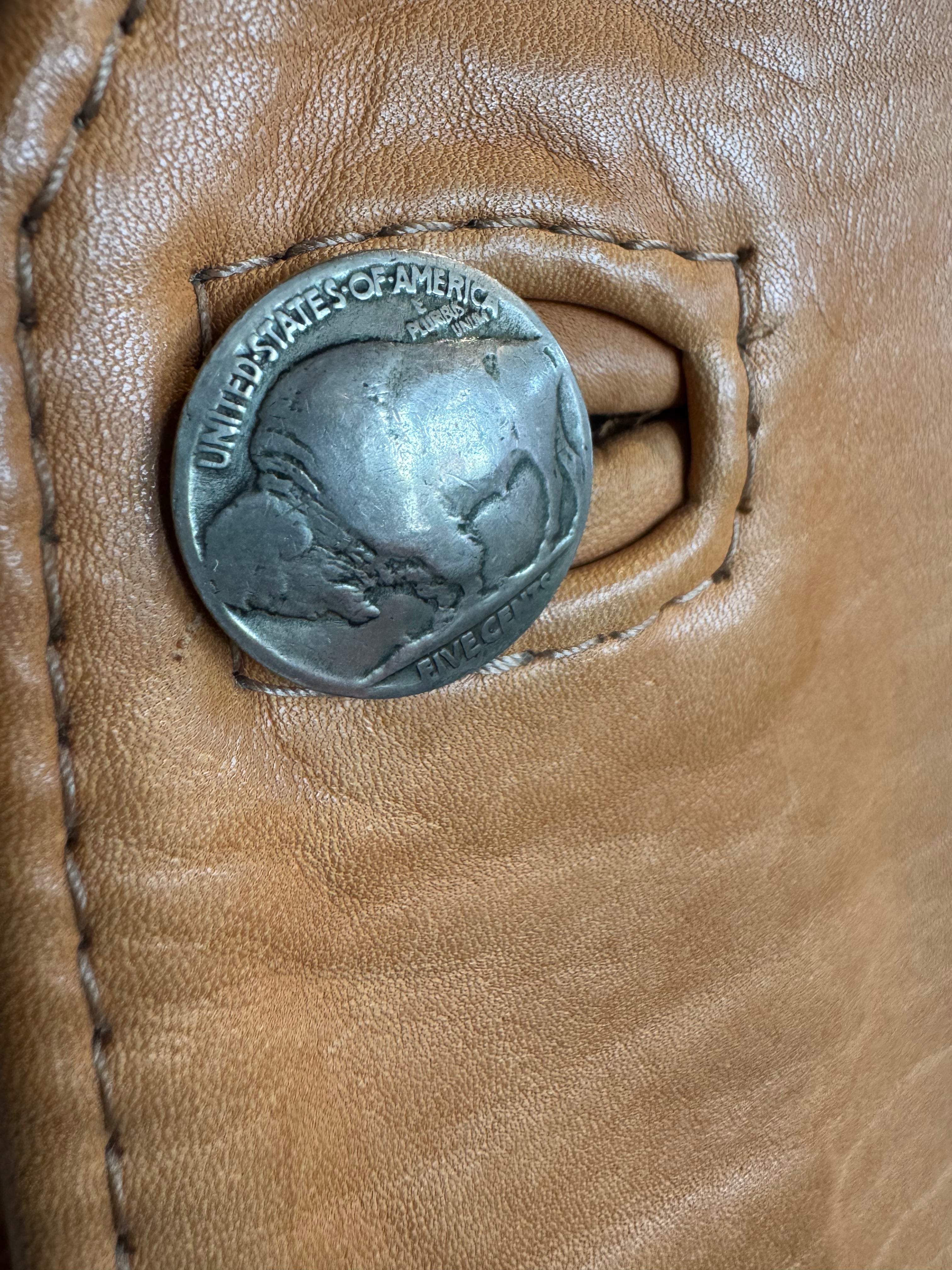 esc. Leather Vest + US Buffalo Nickels