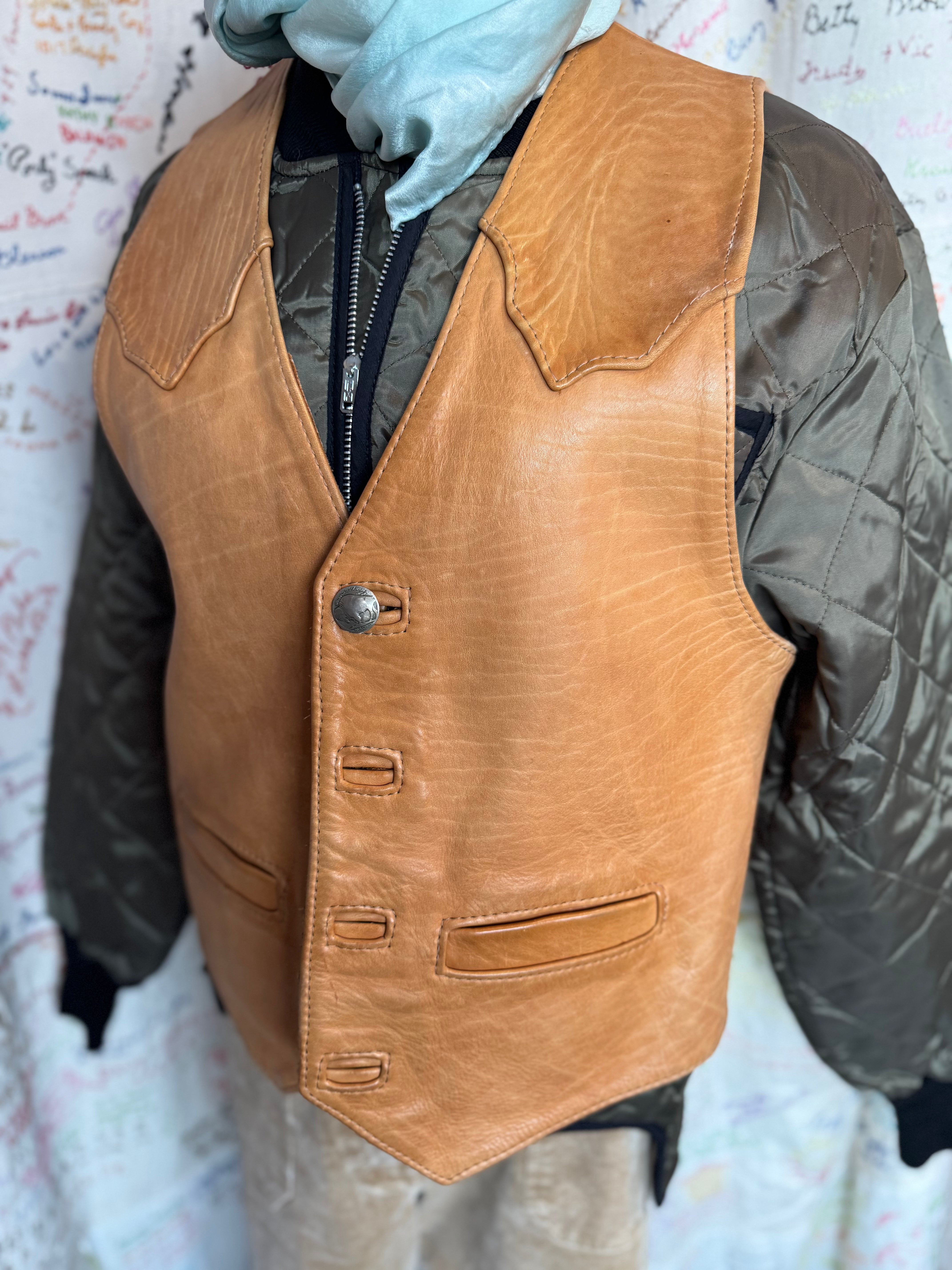 esc. Leather Vest + US Buffalo Nickels