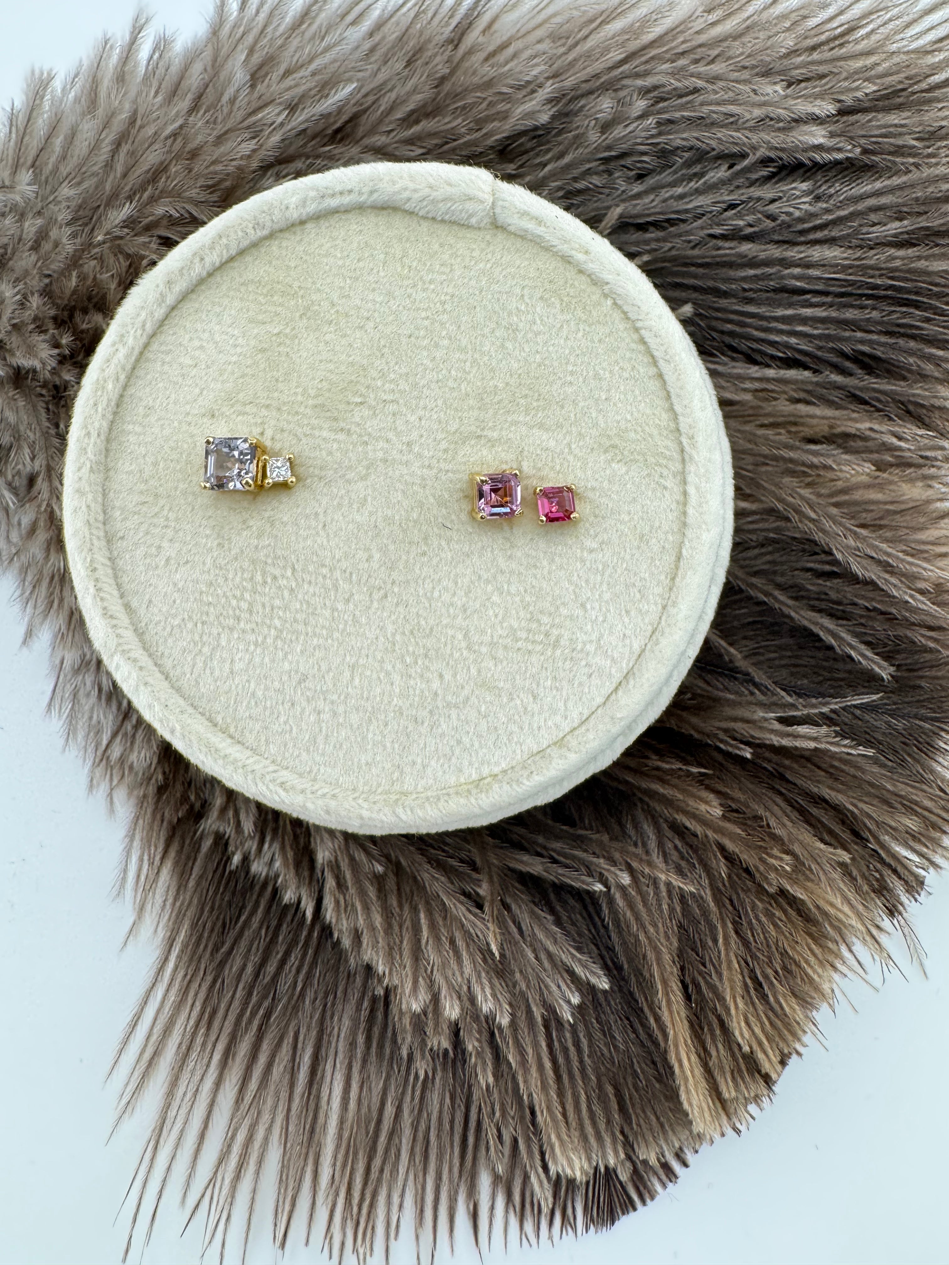 Ascher Cut Light Pink Spinel Single Stud by Carla Morrison