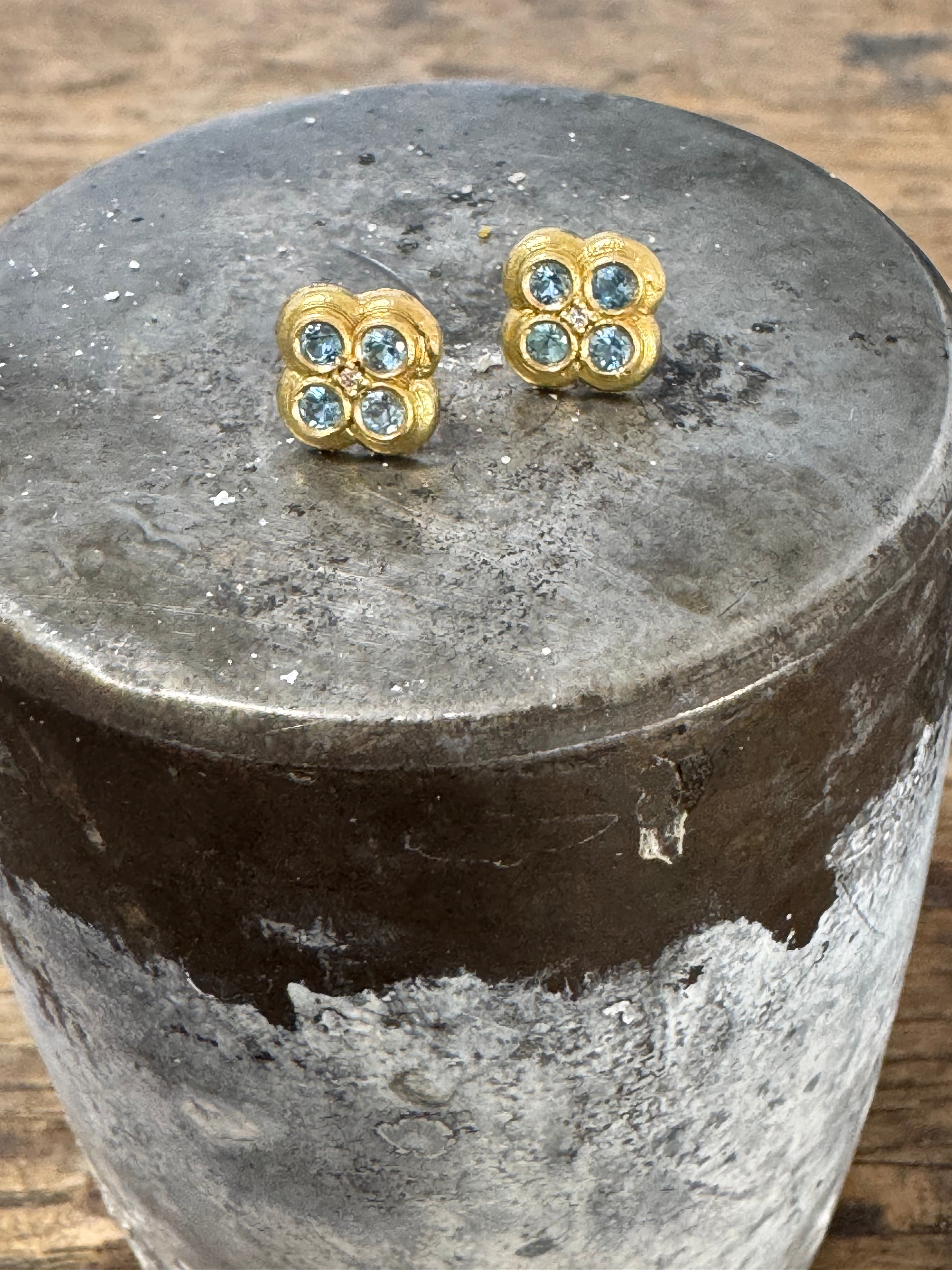 Aqua + Diamond Quad Earrings by Carla Morrison