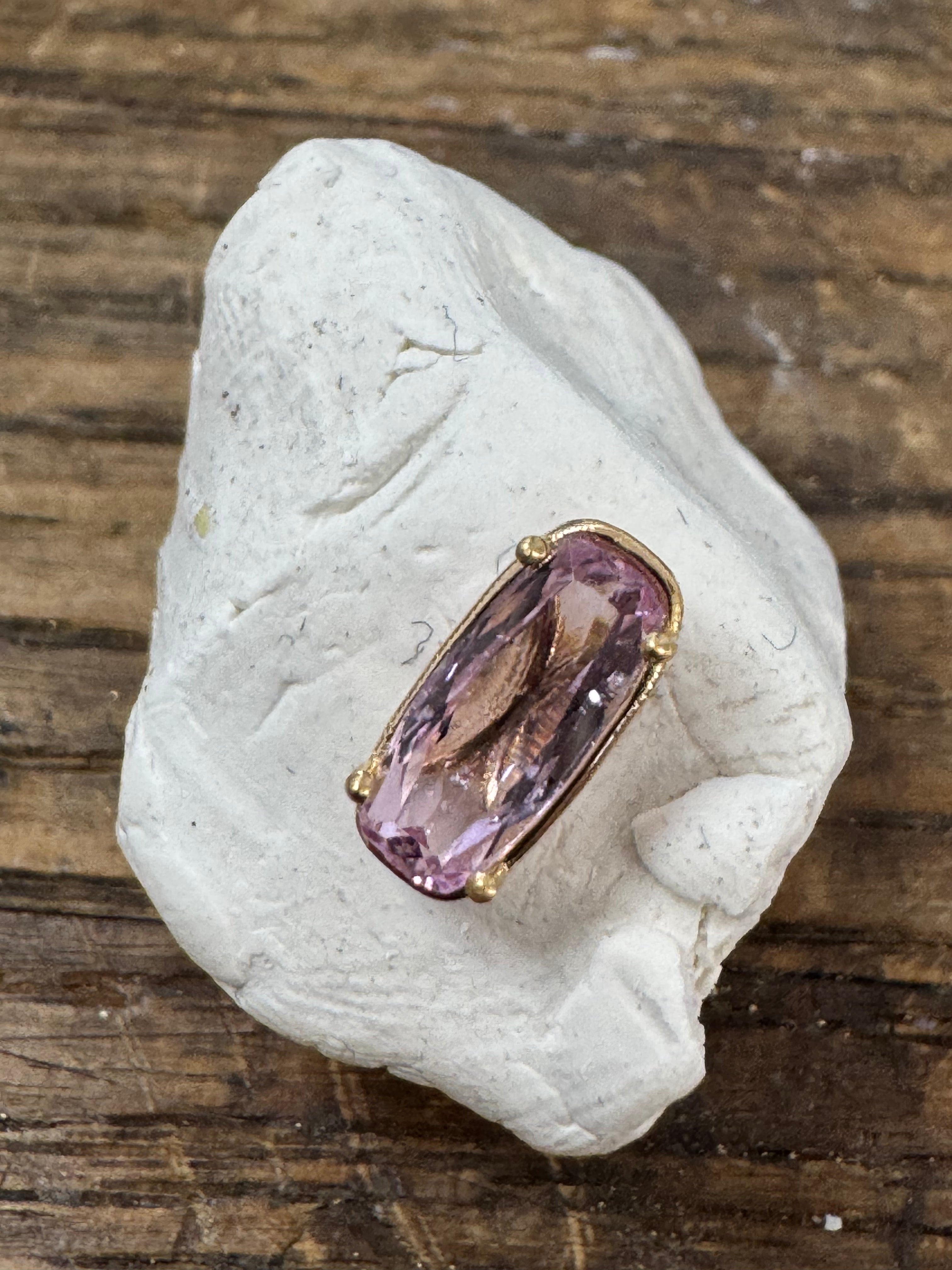 Cushioned Oval Pink Topaz Medium Single Stud by Carla Morrison