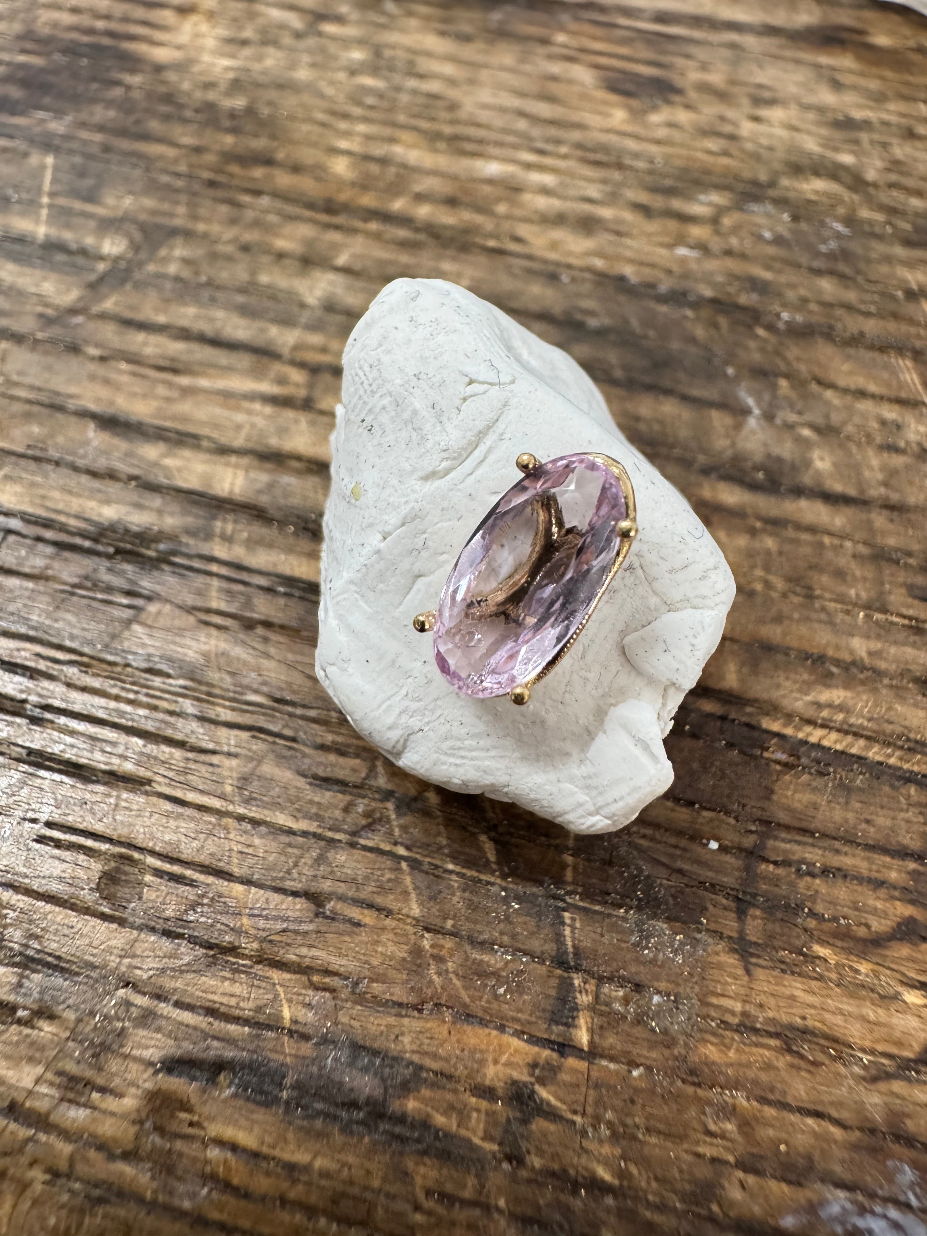 Cushioned Oval Pink Topaz Large Single Stud by Carla Morrison