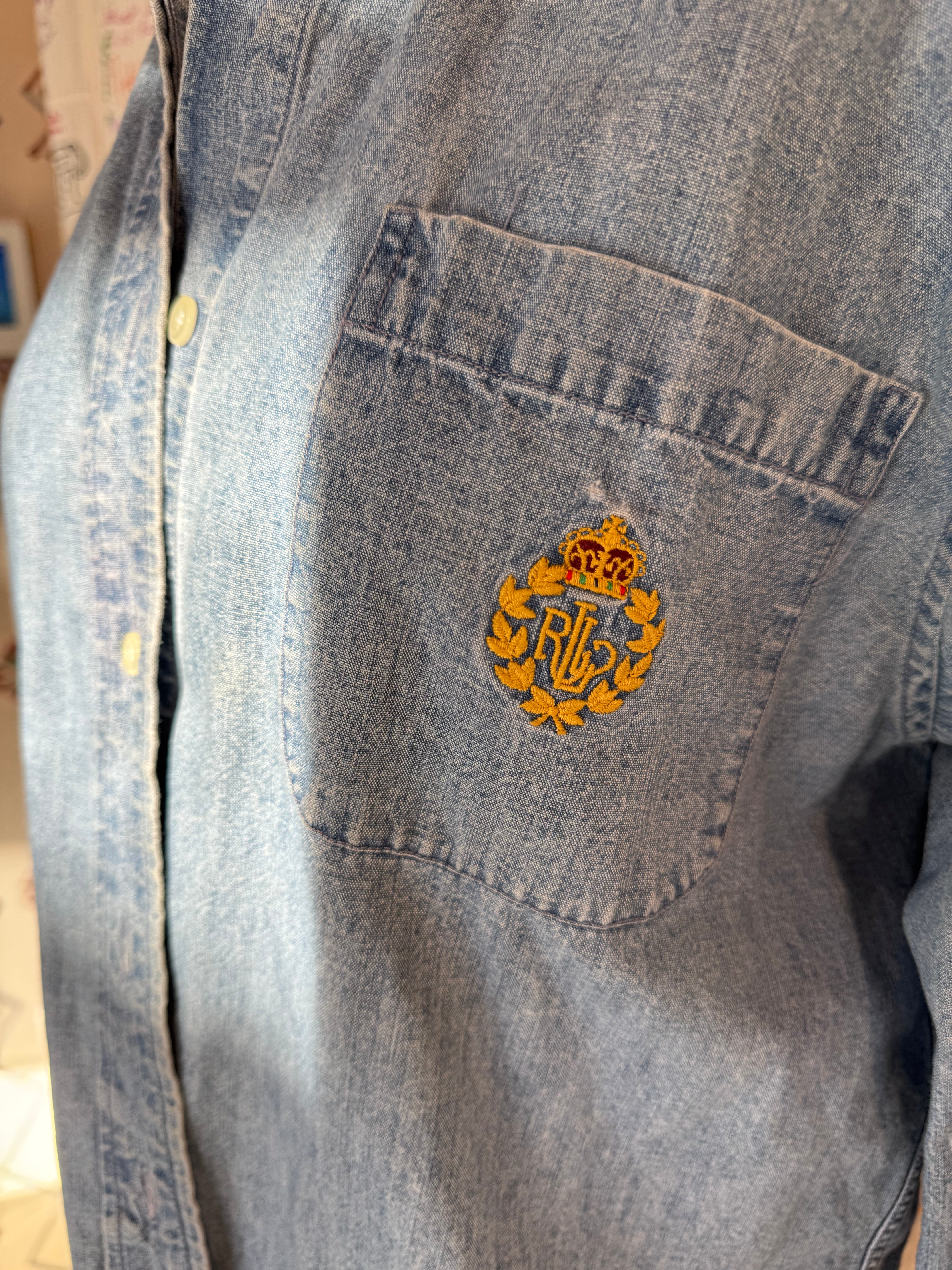 esc. Vintage Ralph Lauren Crest Logo Denim Shirt
