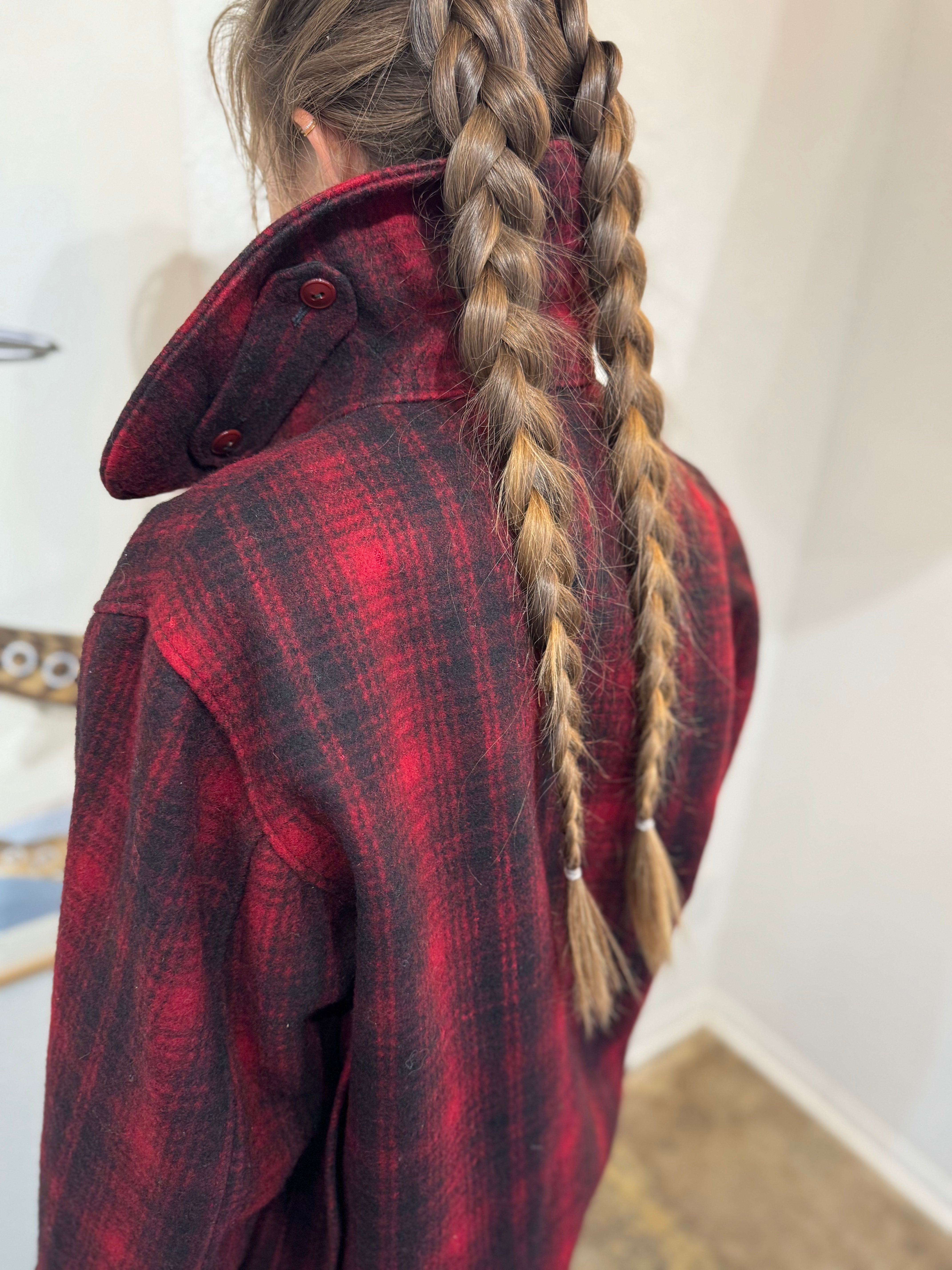 Woolrich Red & Black Plaid Field Coat