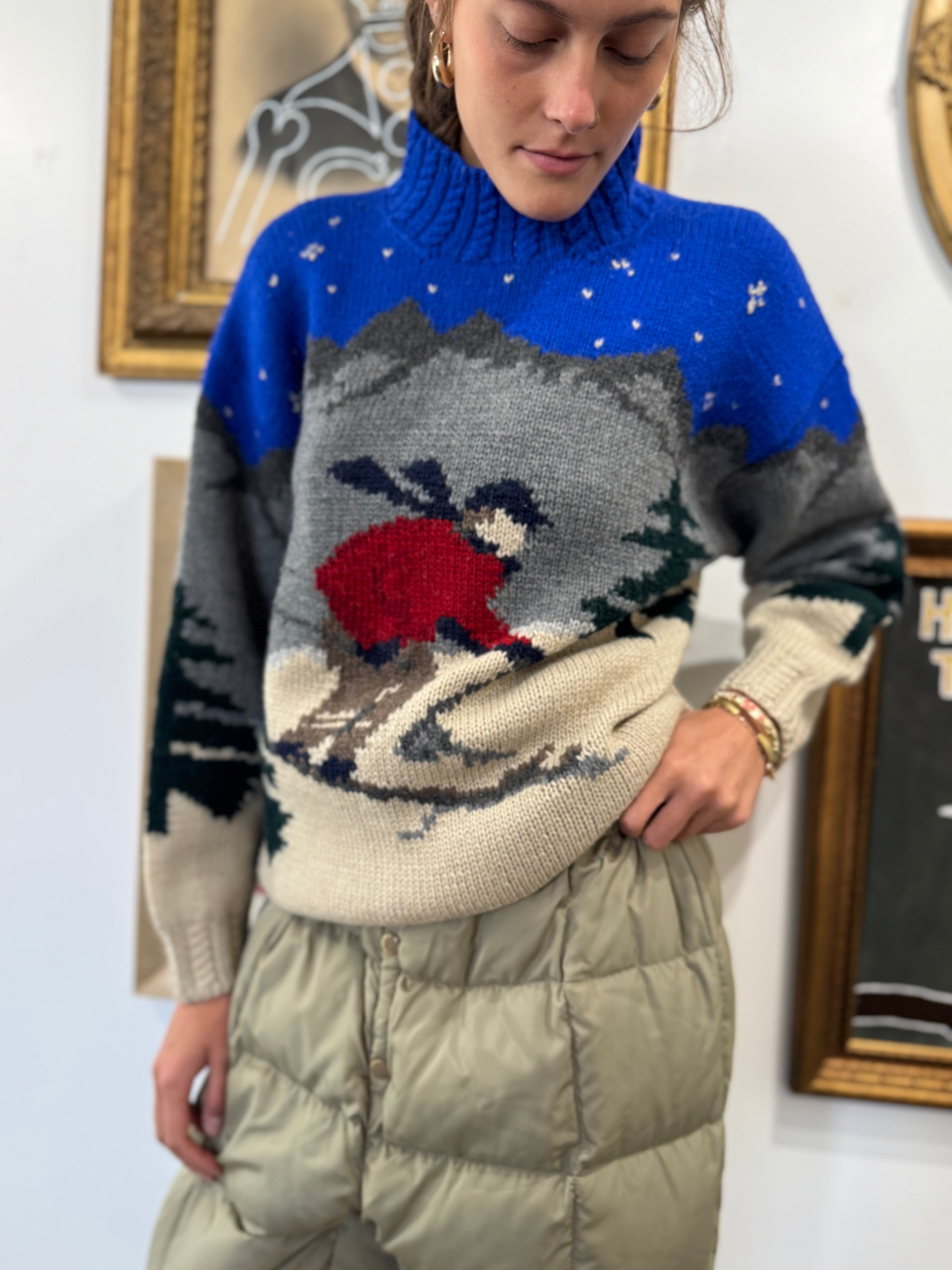 Ralph Lauren 90s Polo Hand Knit Vintage Pattern Sweater M Native 