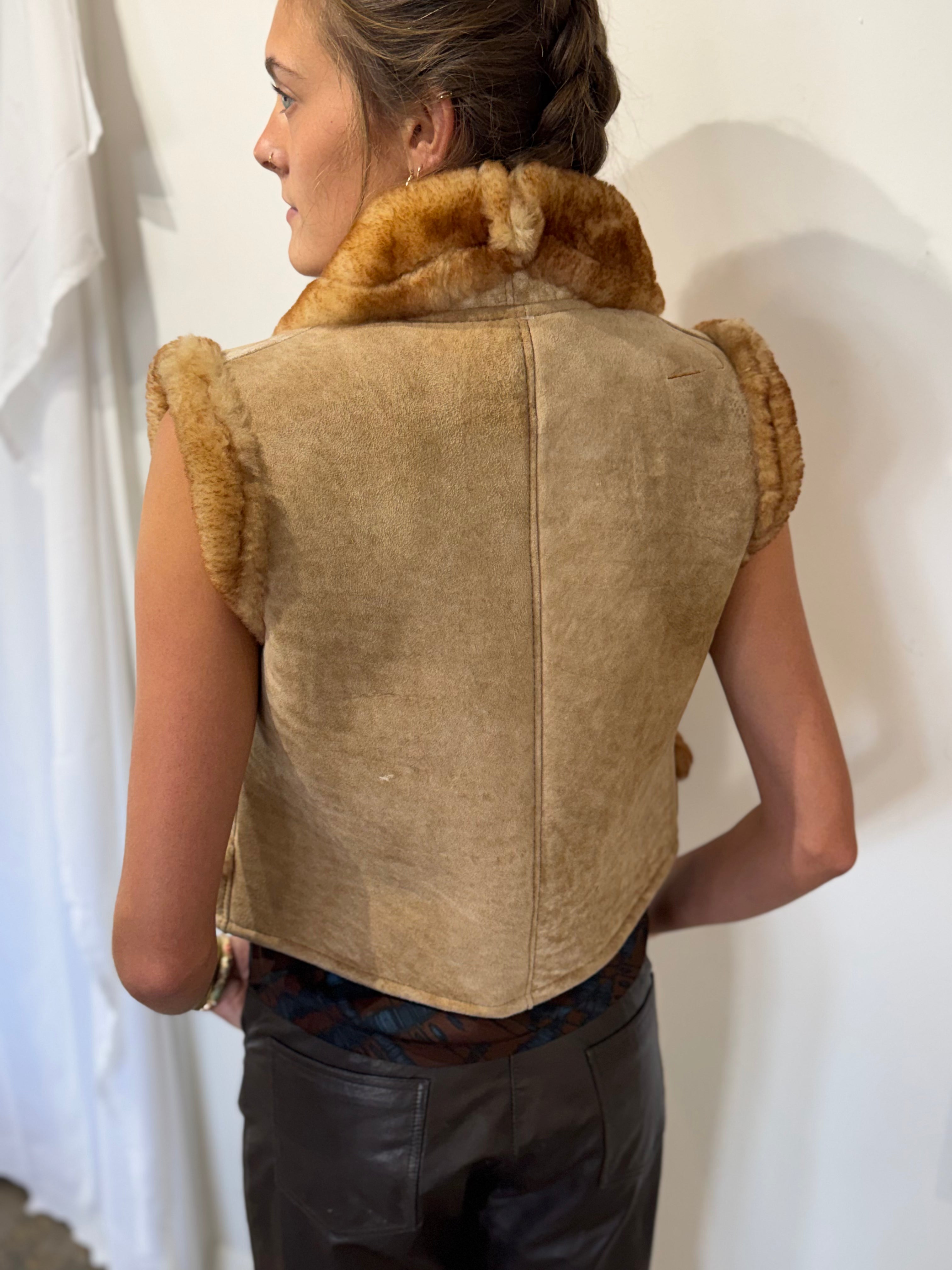 Shearling Vest + Antler Buttons