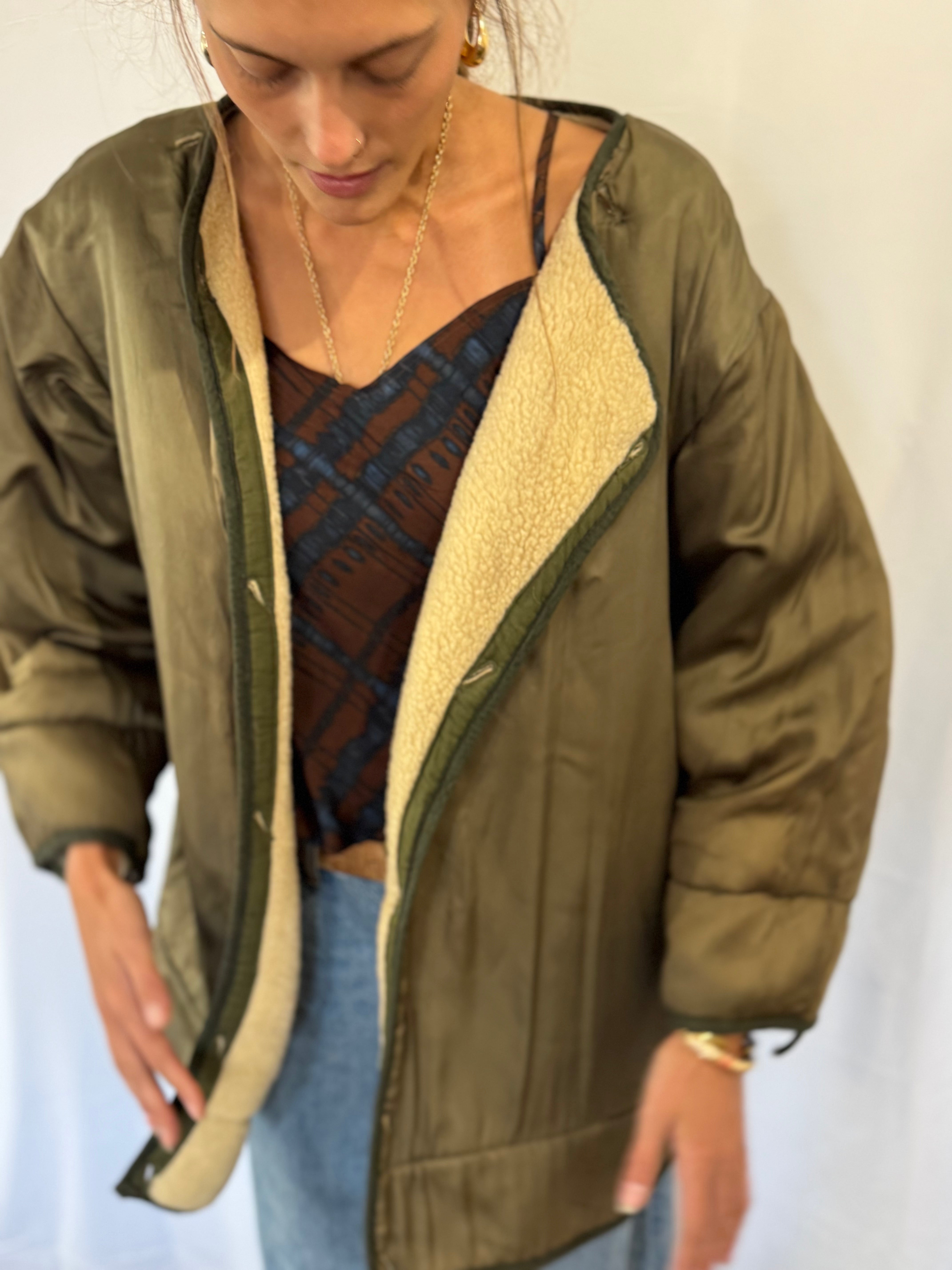 Green Military Liner Coat