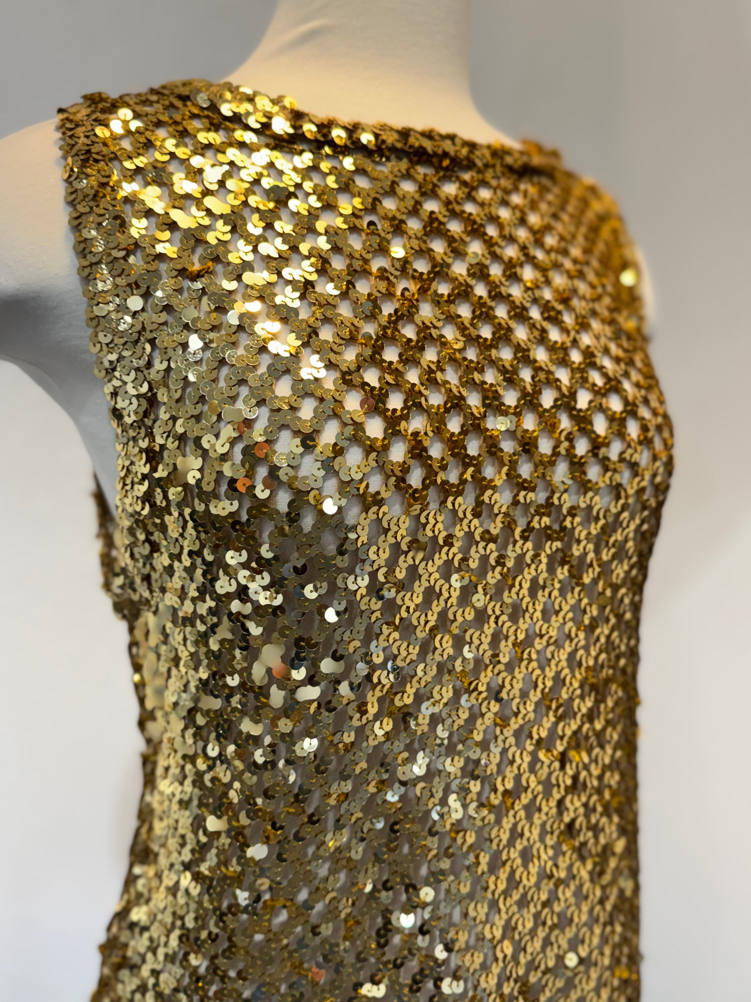 Gold Sequin Mesh Tank