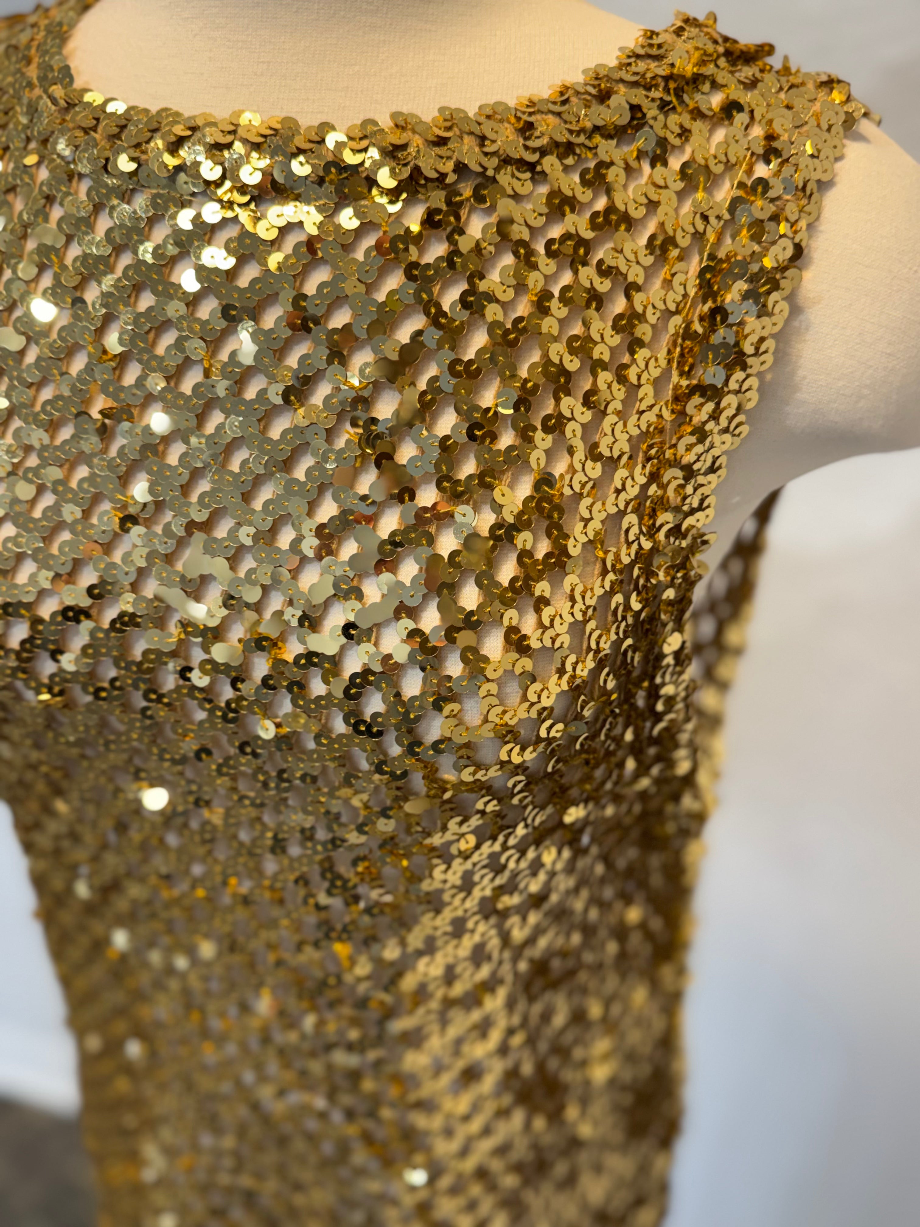 Gold Sequin Mesh Tank