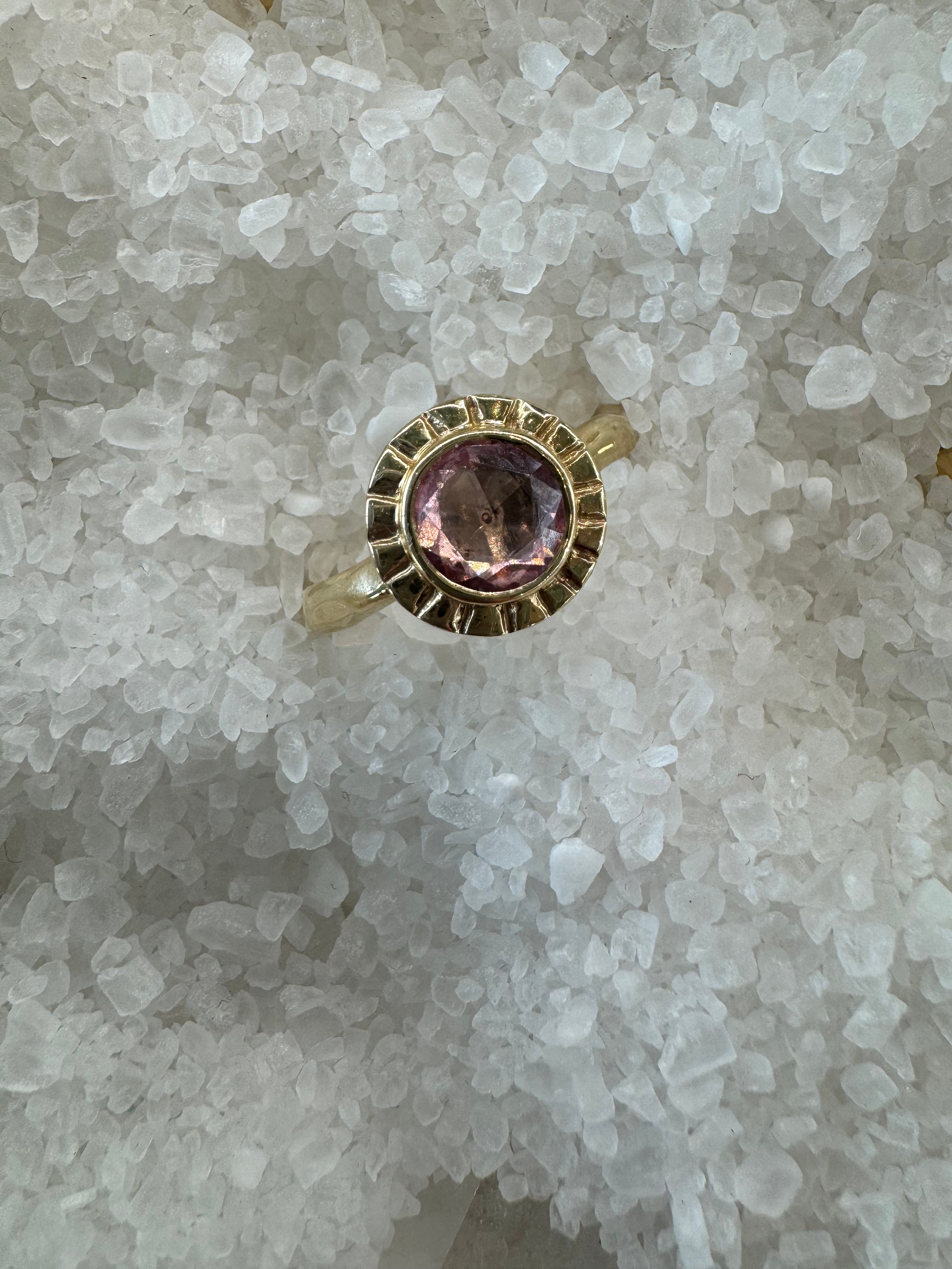 Pink Sapphire Rising Sun Ring by Moonspun