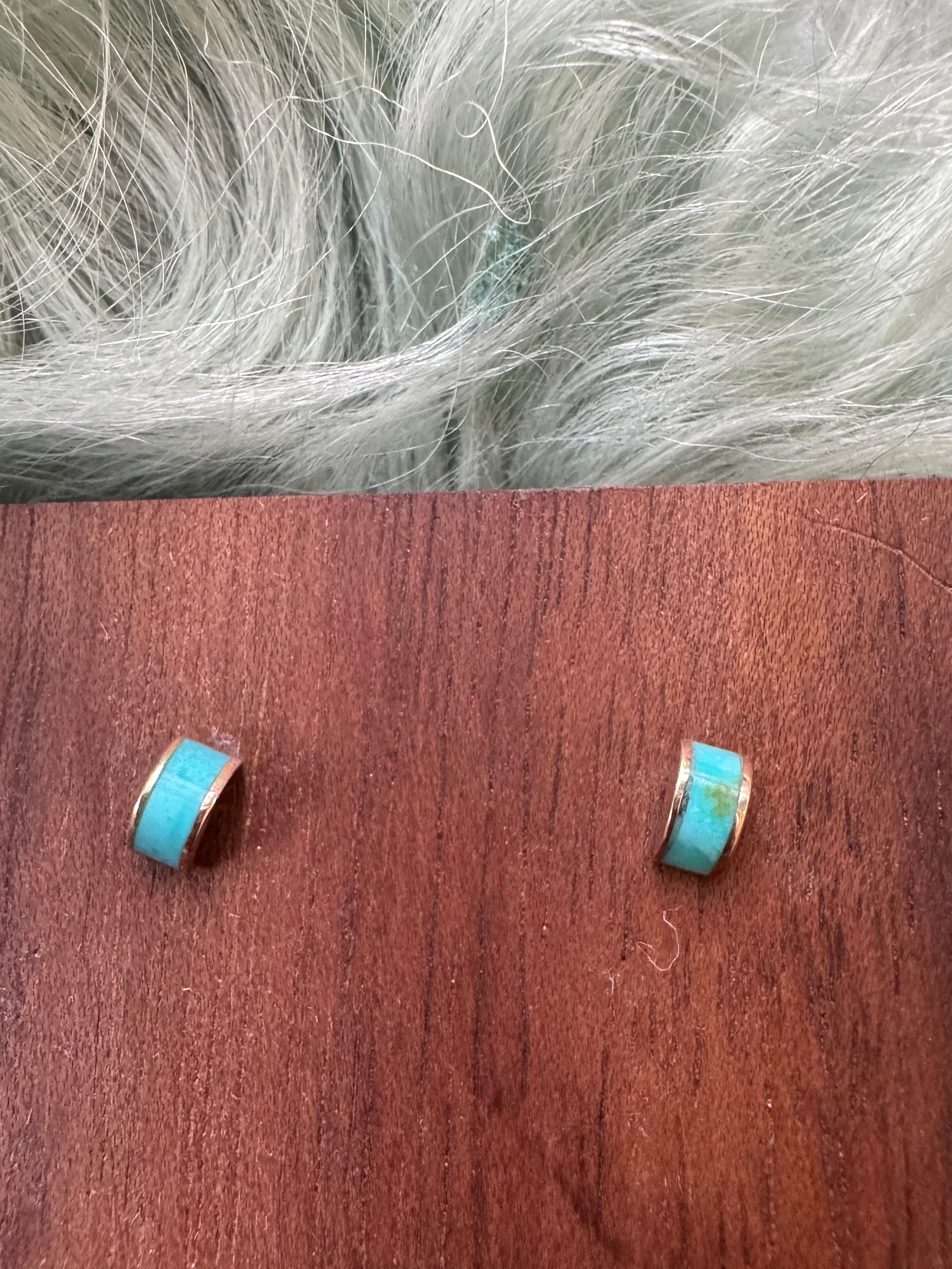 KINGMAN TURQUOISE LUNA STUD EARRINGS By Young In The Mountains