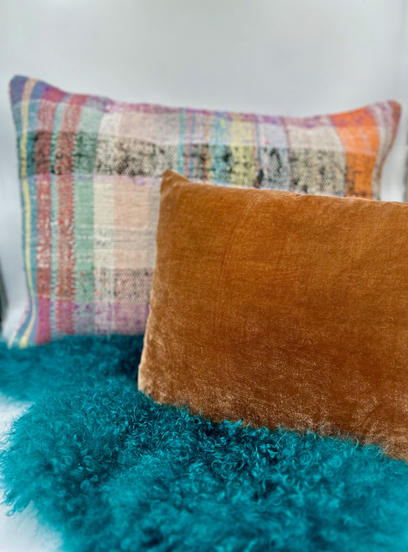 Plaid Handwoven Kilim Pillow