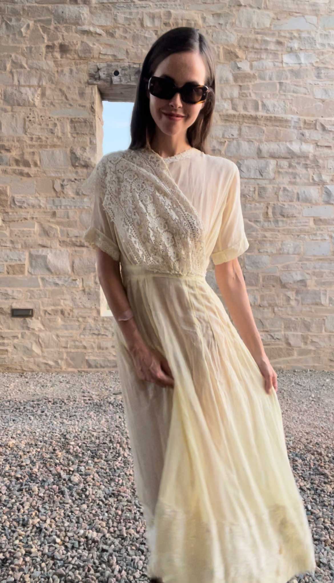 Vintage 1920's Pale Yellow Dress