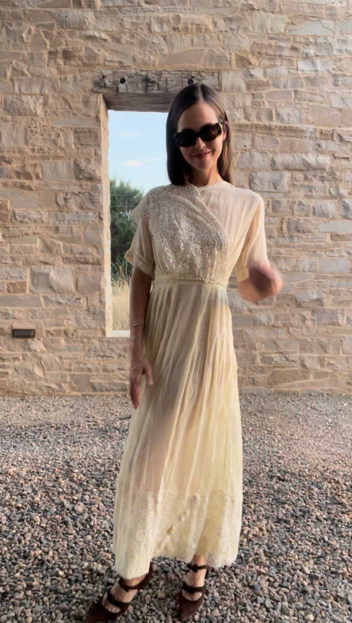 Vintage 1920's Pale Yellow Dress