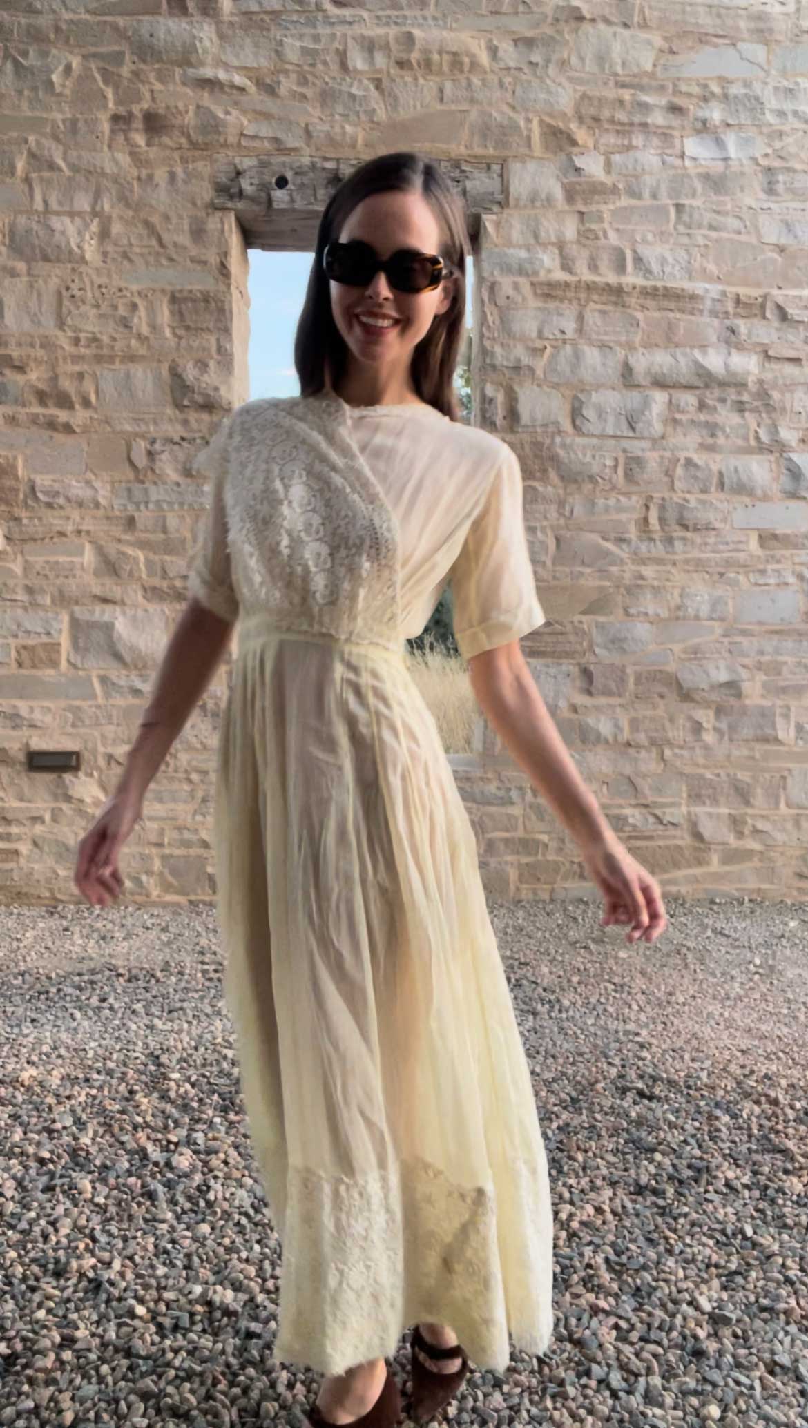 Vintage 1920's Pale Yellow Dress