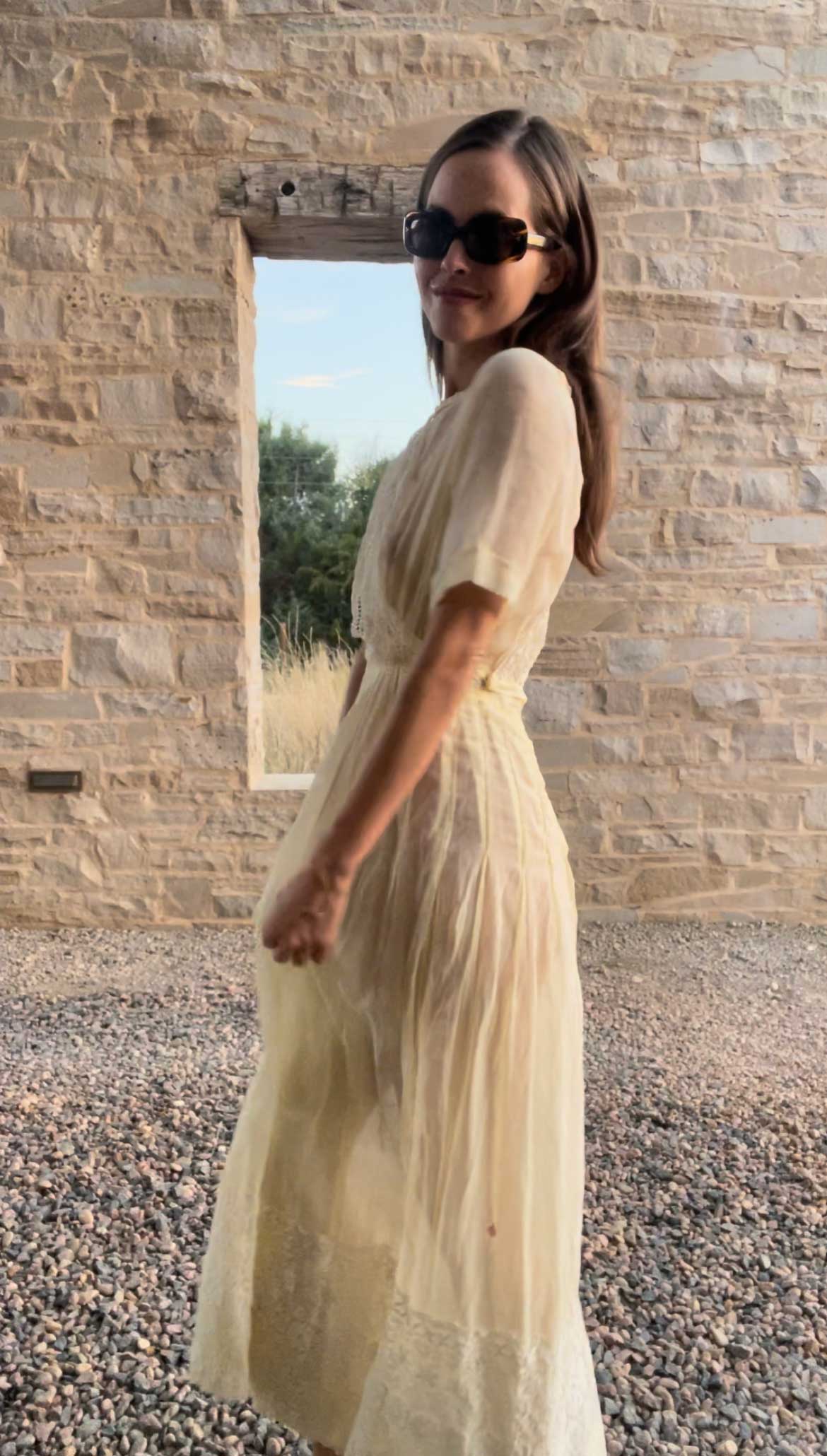 Vintage 1920's Pale Yellow Dress