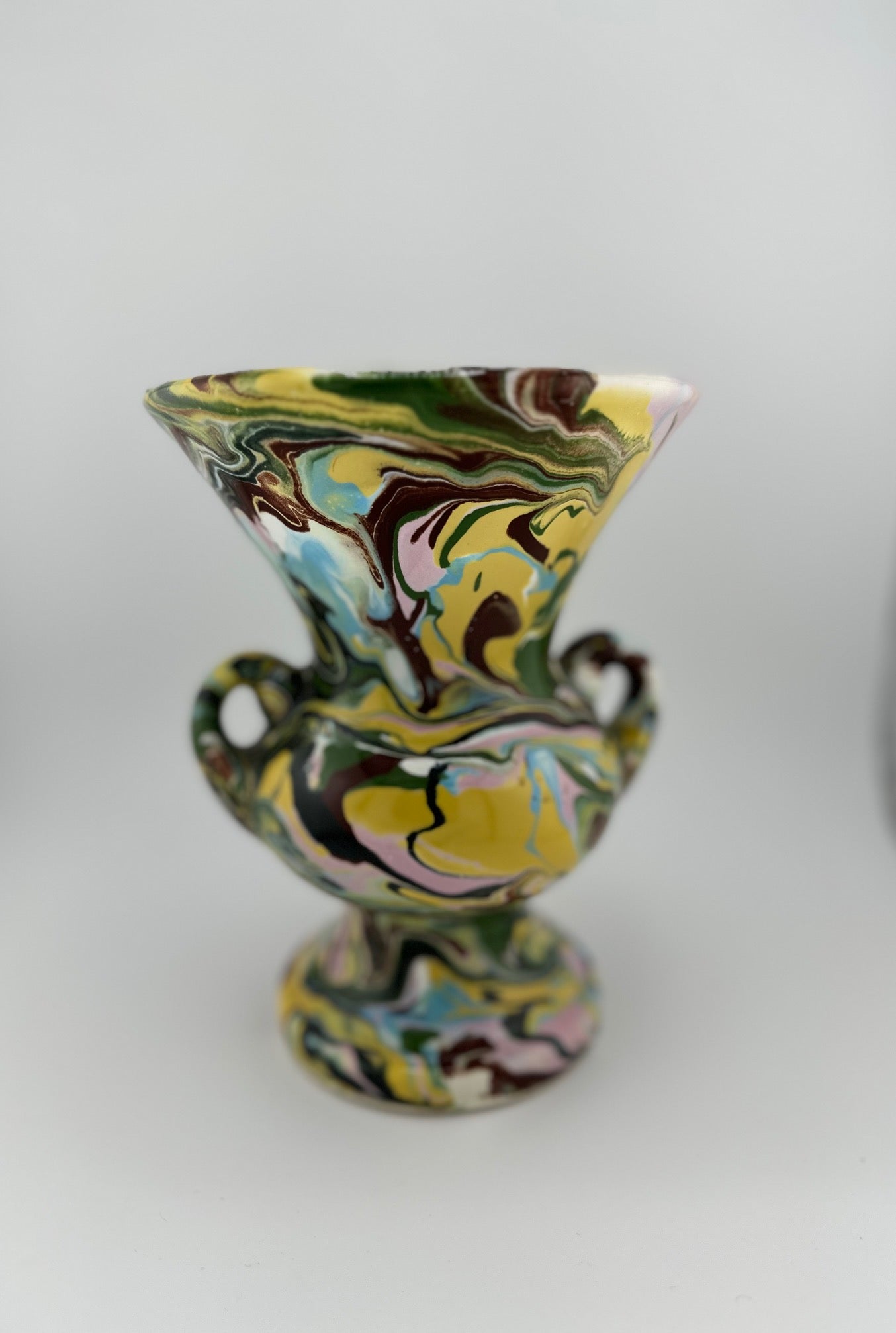 Swirl Glazed Urn Style Vase