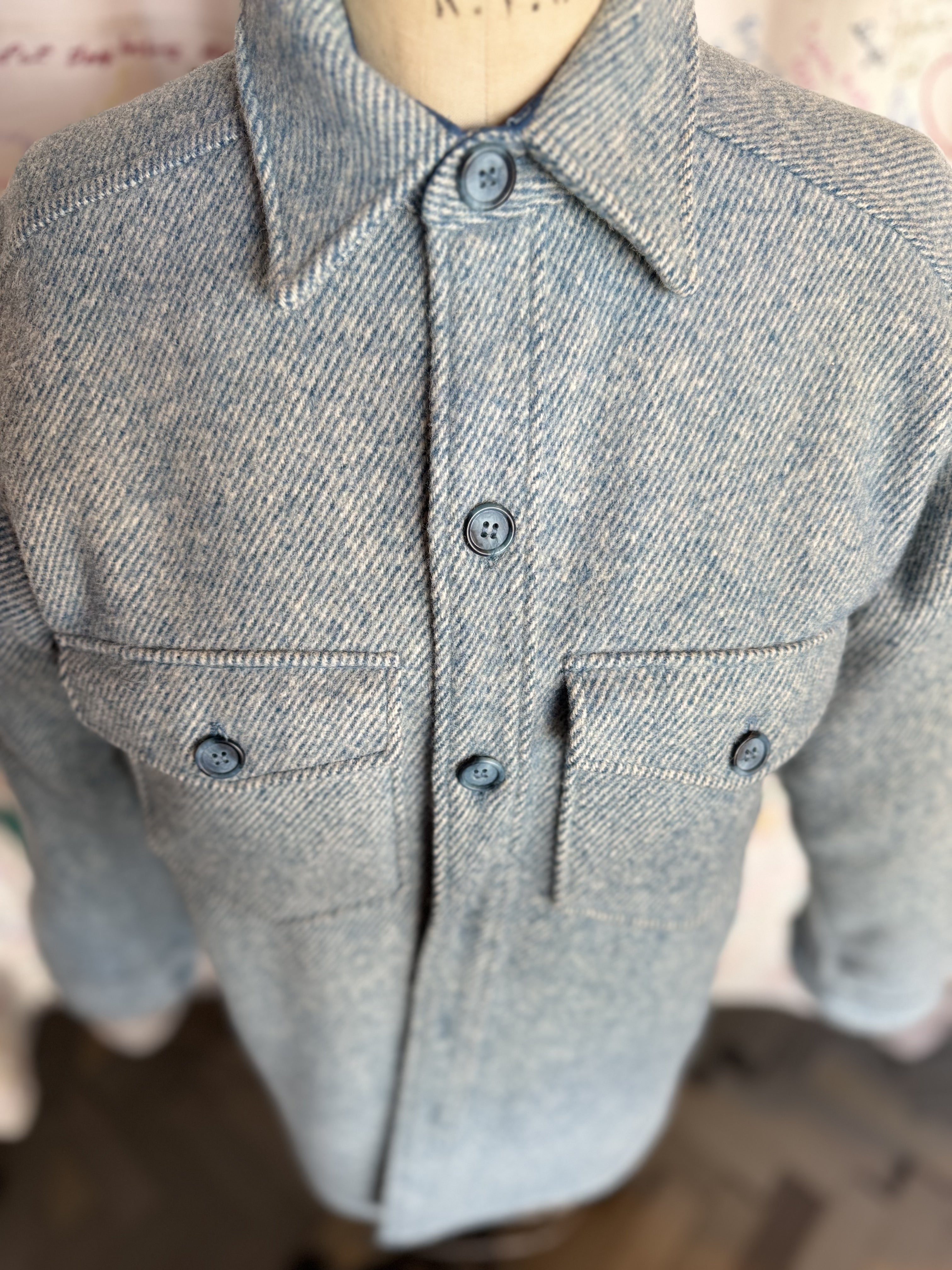 esc. Blue Tweed Vintage Wool Shirt
