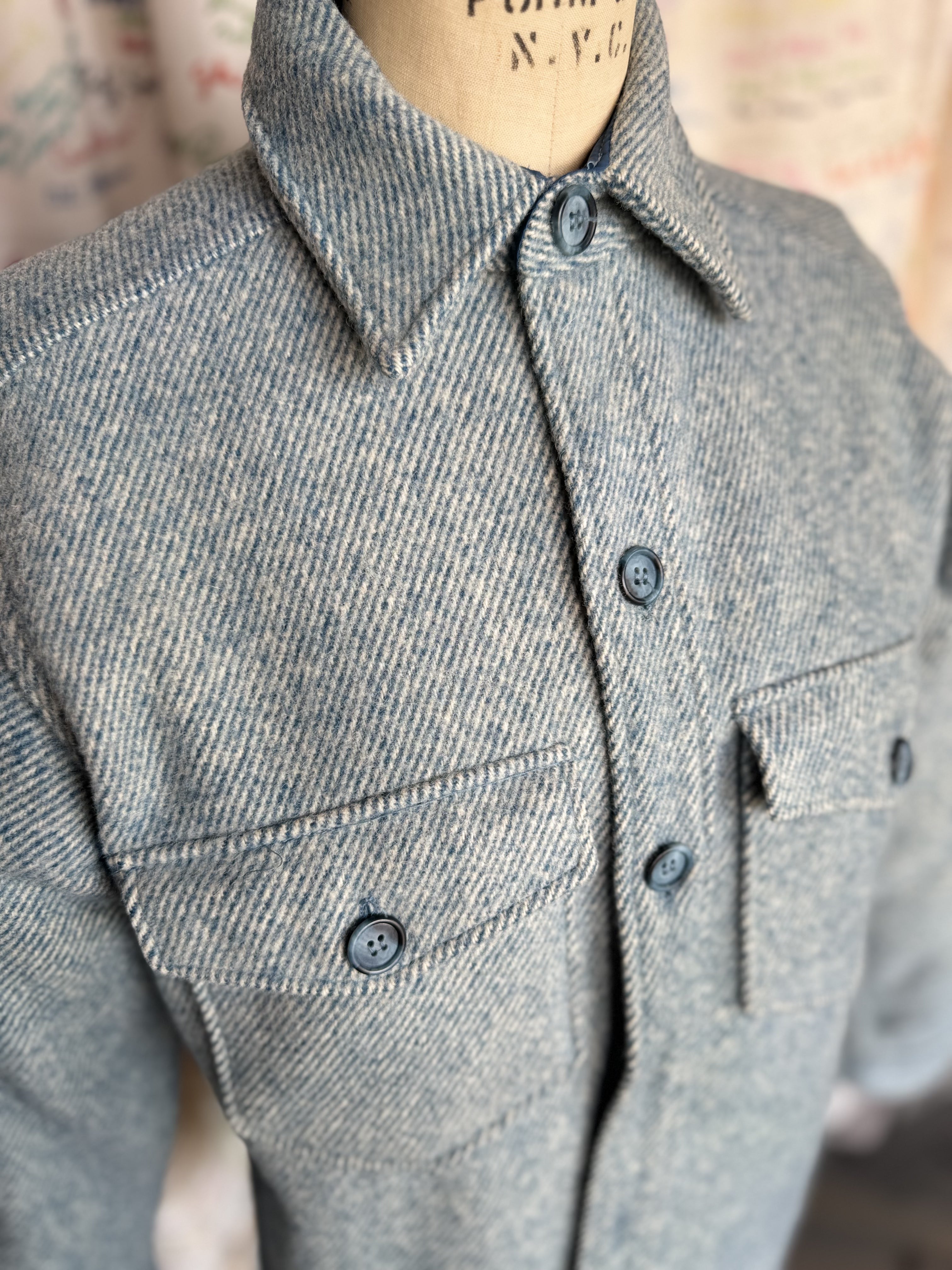 esc. Blue Tweed Vintage Wool Shirt