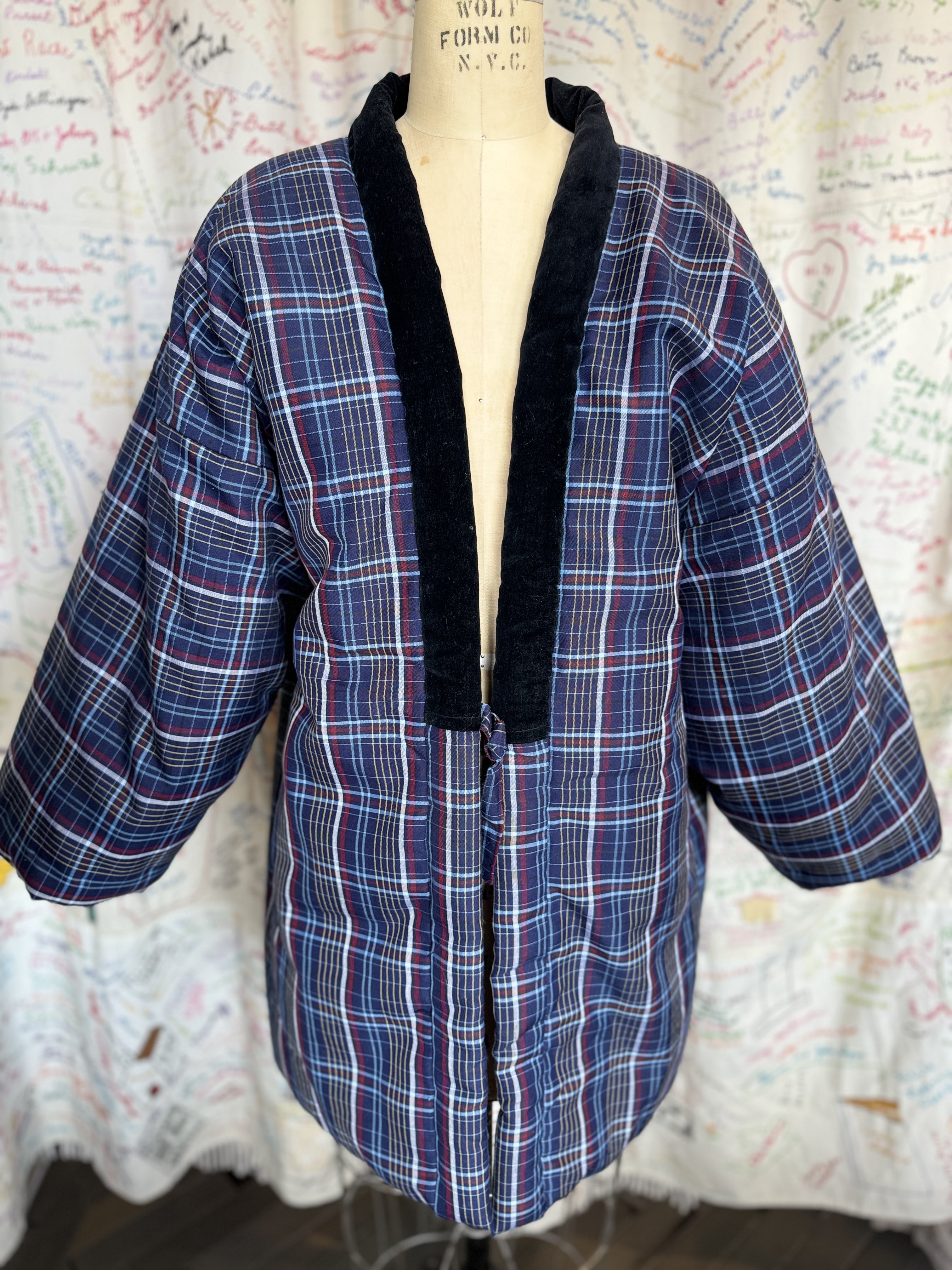 esc. Quilted Cotton Kimono + Velvet Collar
