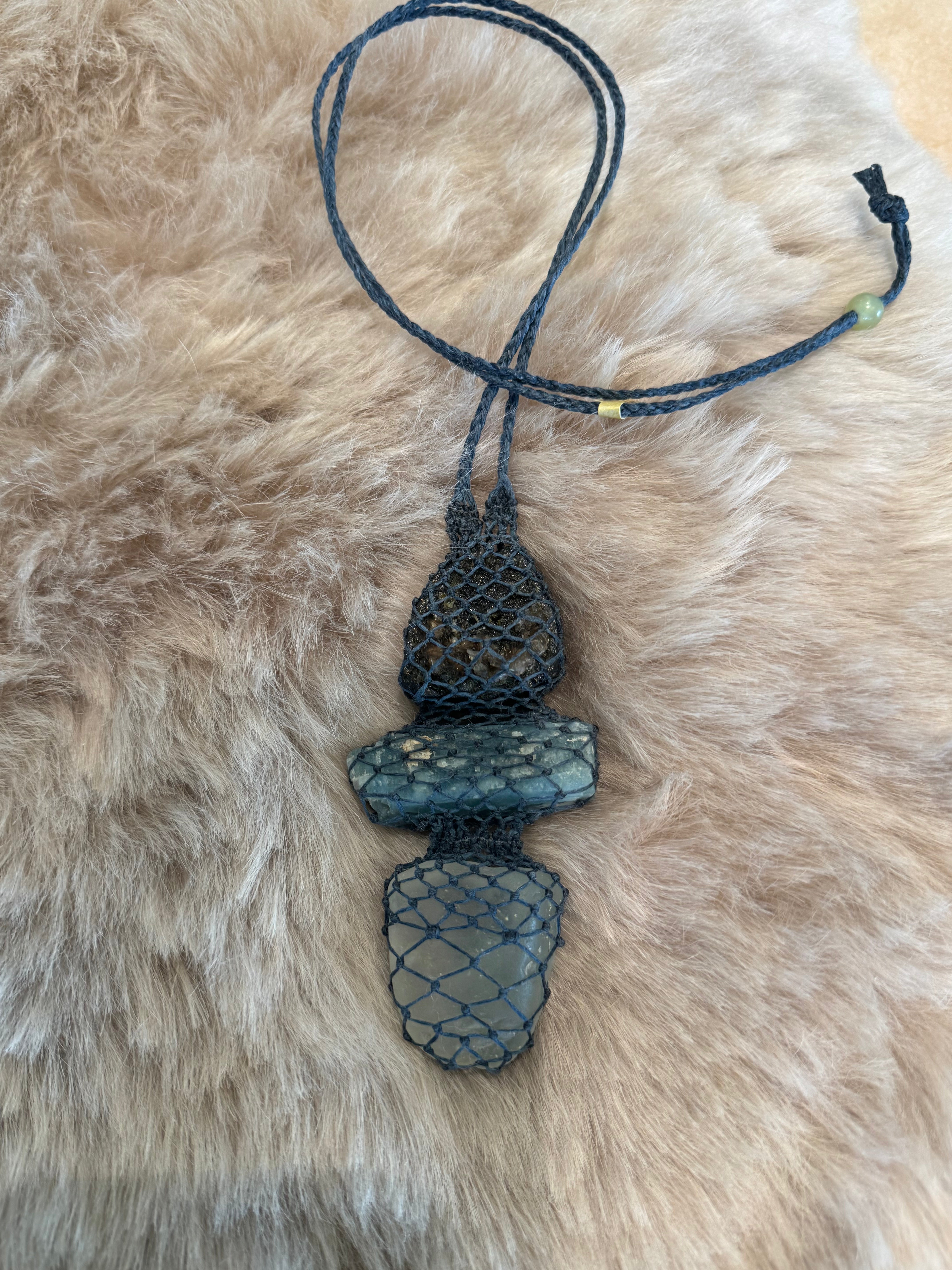Black Tourmaline + Aquamarine + Topaz Necklace by Carina Schott