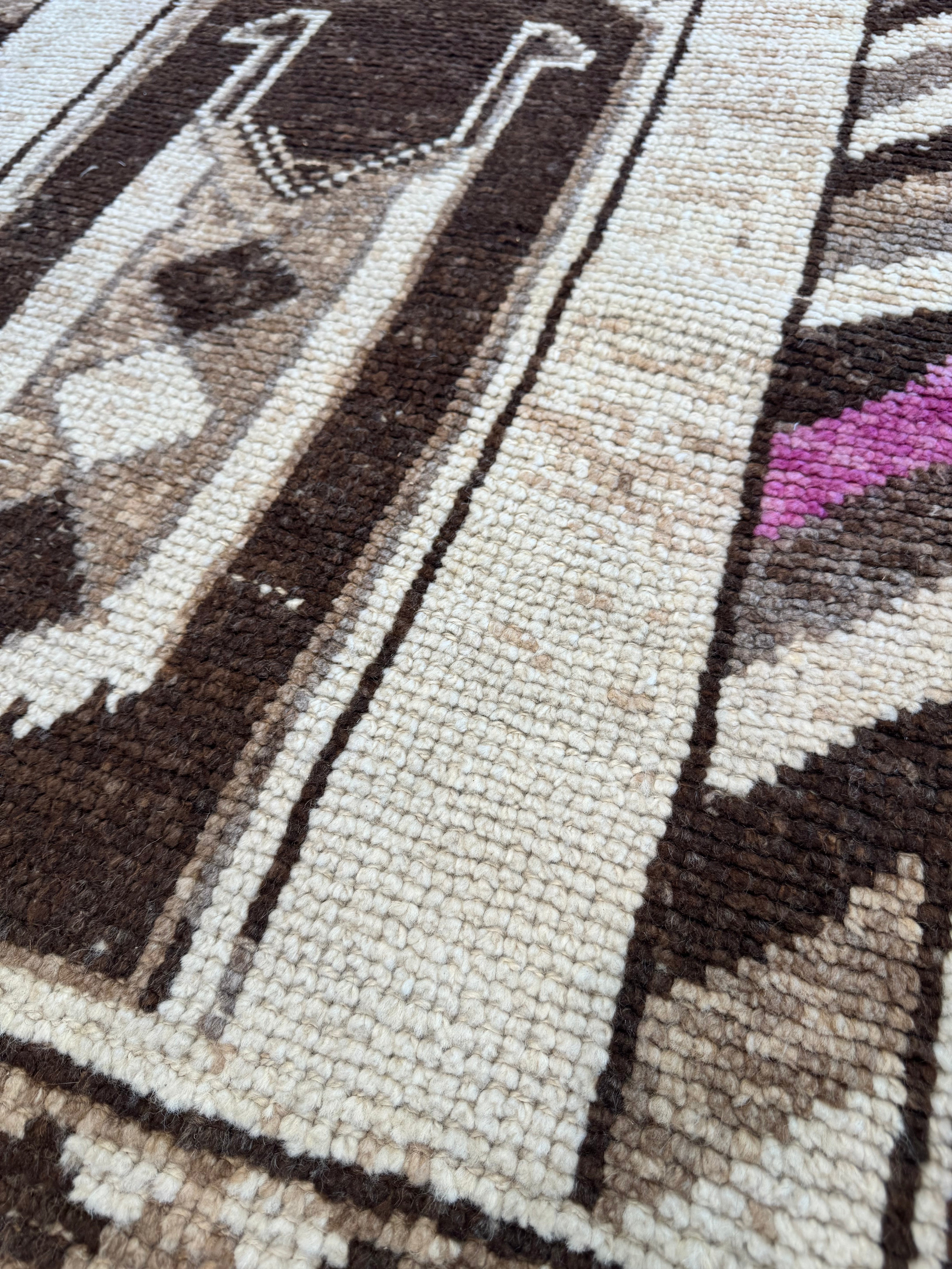 Brown & Cream Vintage Kurdish Runner