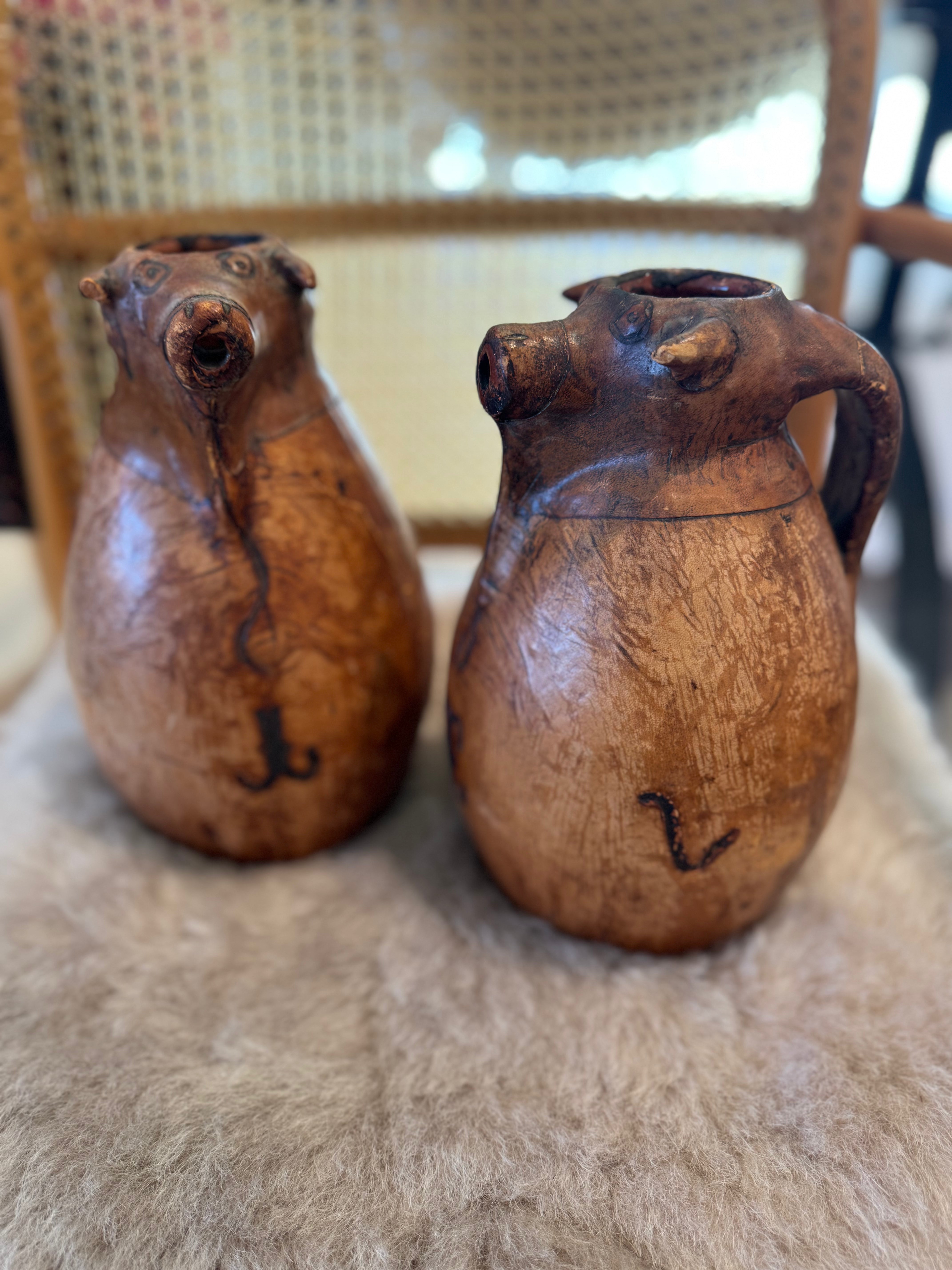 Vintage Spanish Leather “Bull” Pitcher