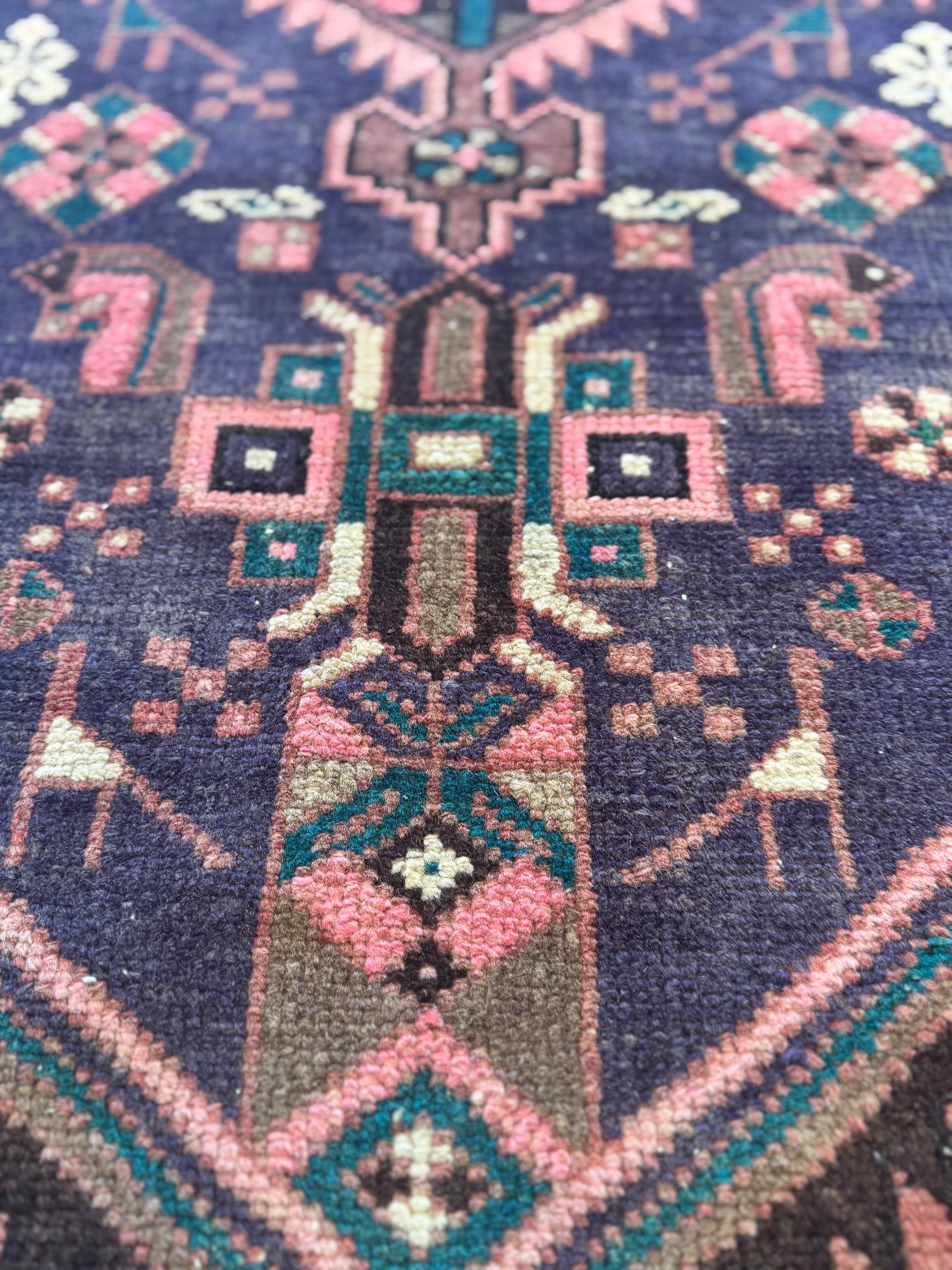 Pink, Deep Blue + Salmon Persian Rug | 44 1/2" Wx 78" L