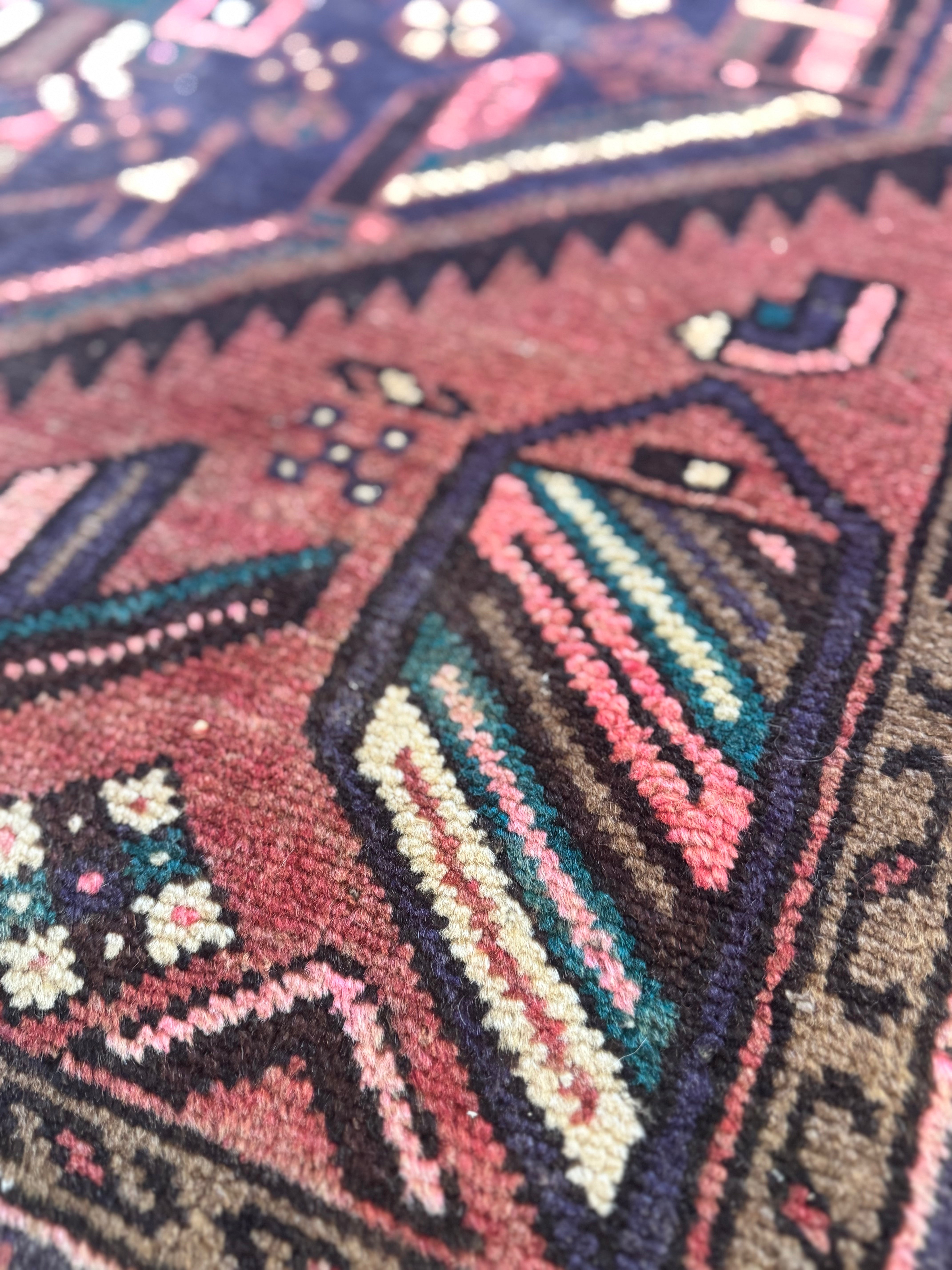 Pink, Deep Blue + Salmon Persian Rug | 44 1/2" Wx 78" L