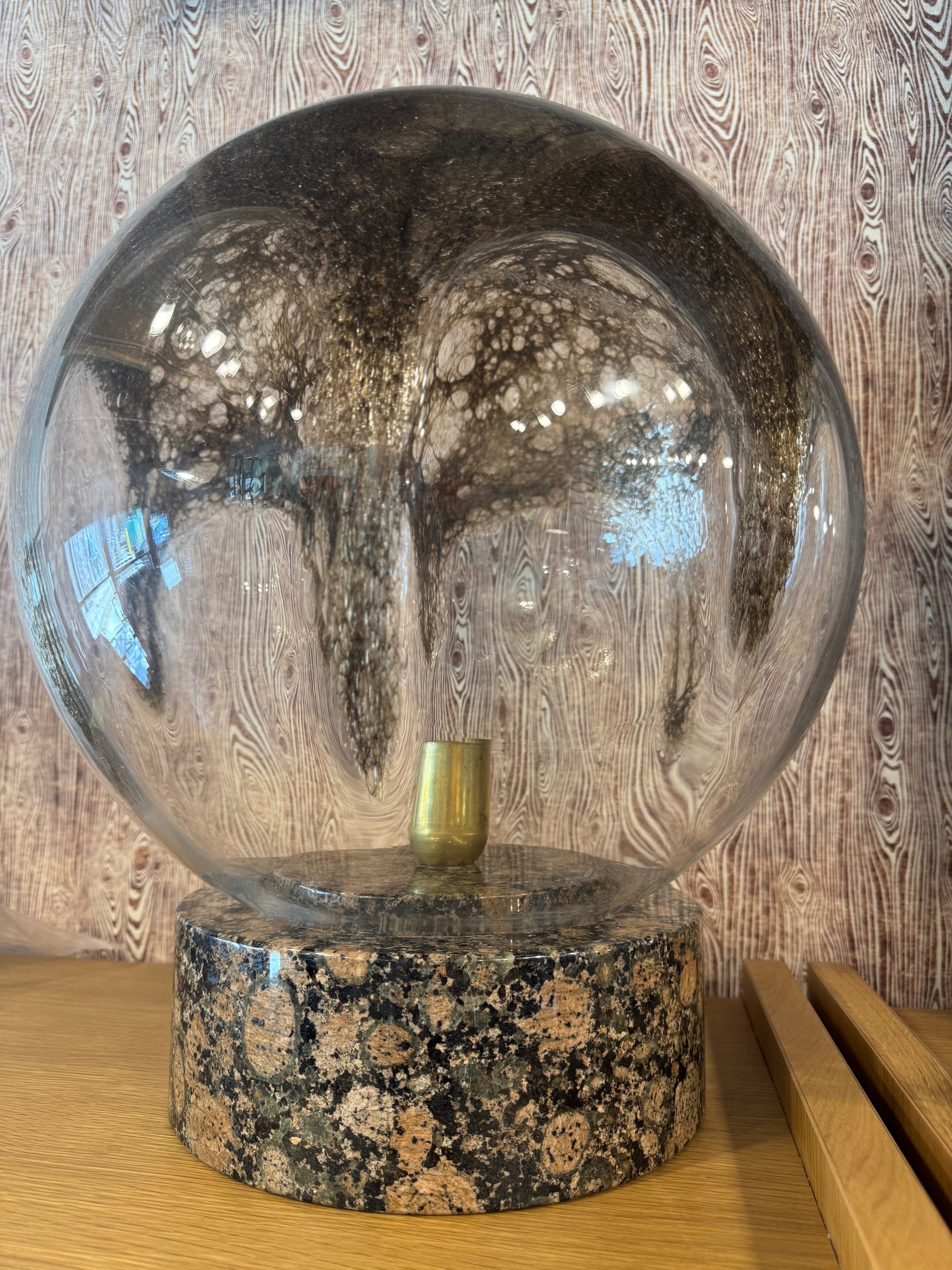 Murano Globe Glass Lamp + Marble Base