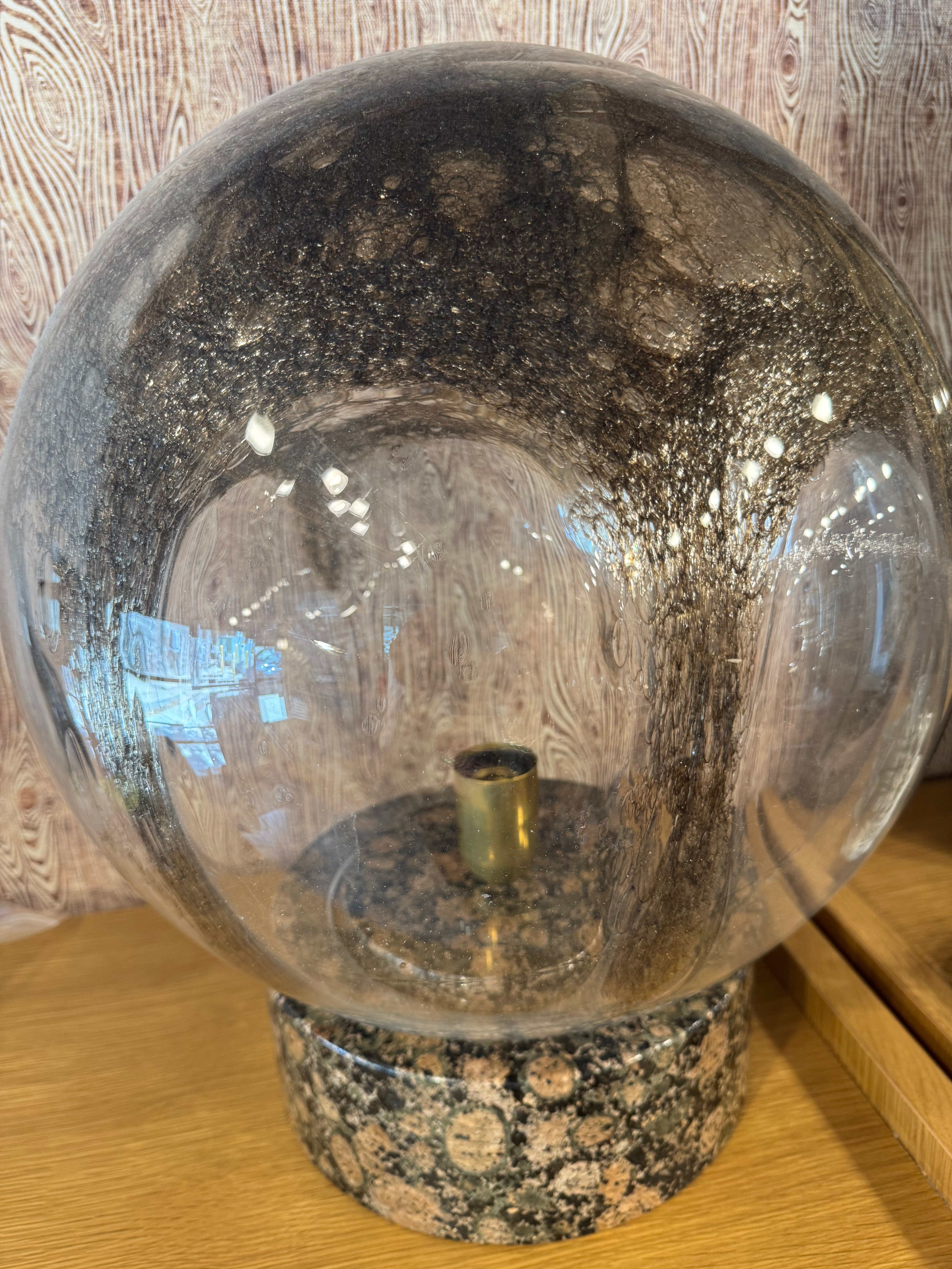 Murano Globe Glass Lamp + Marble Base