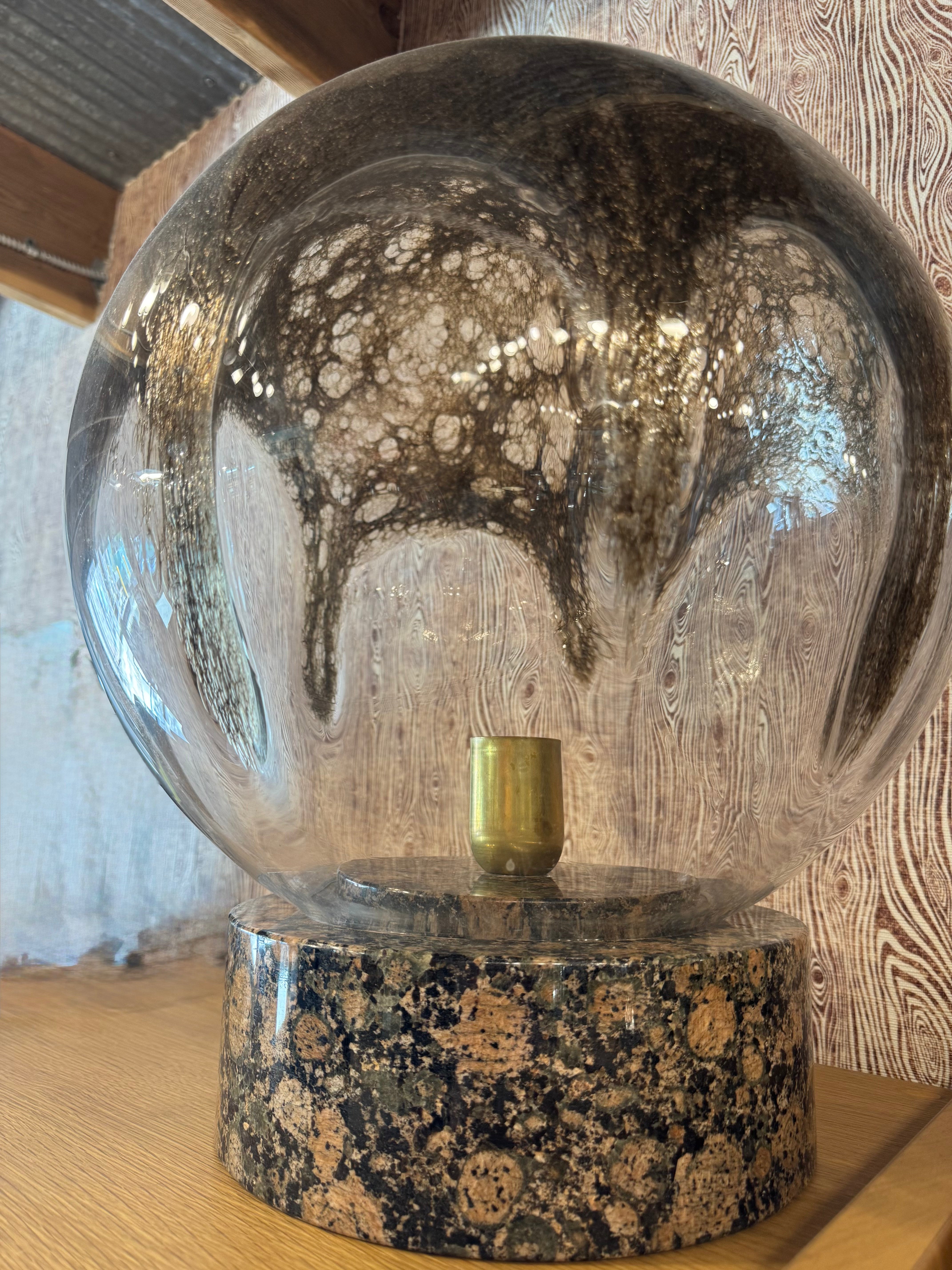 Murano Globe Glass Lamp + Marble Base