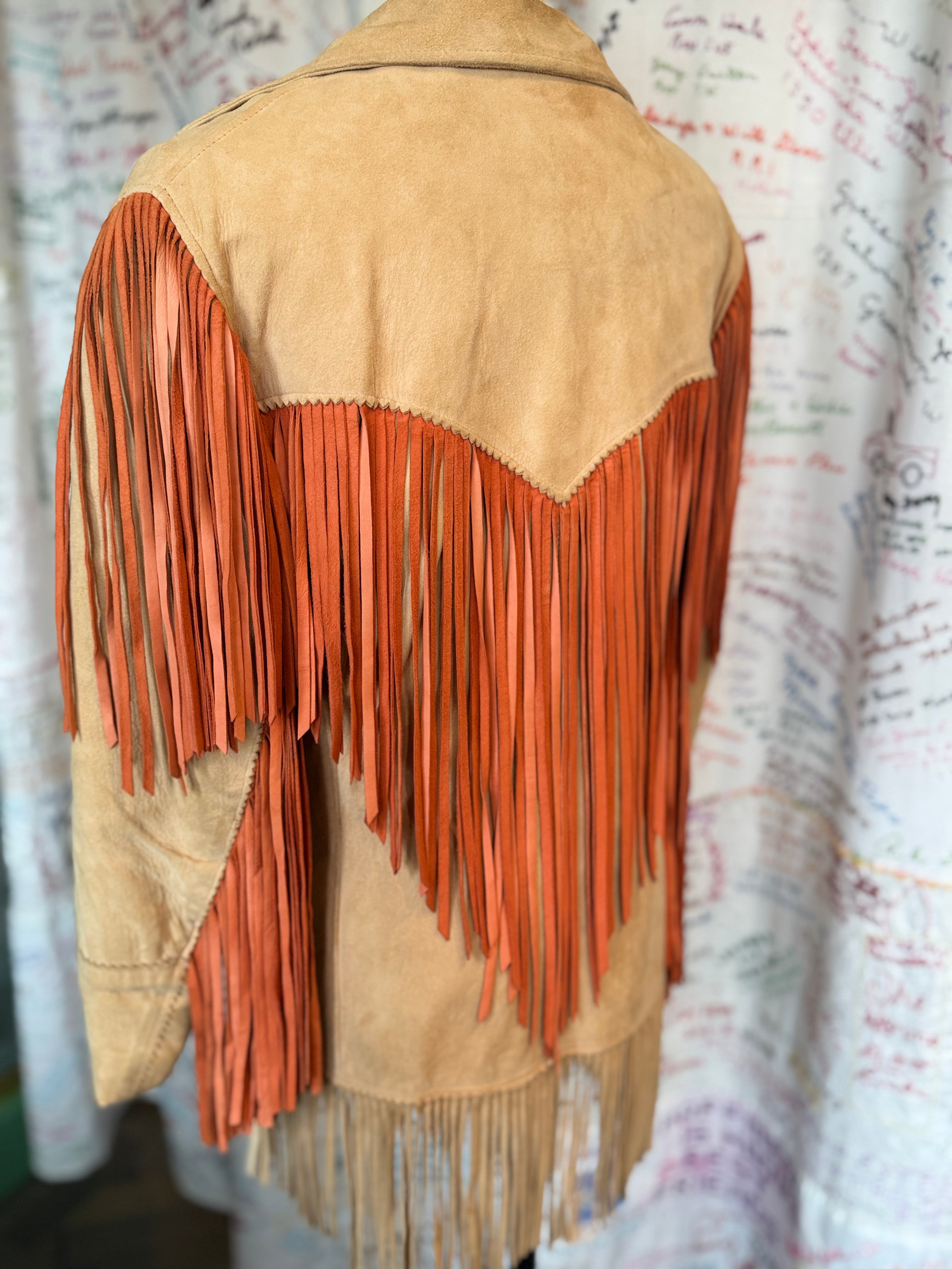 Leddy Bros. Orange Fringe Suede Jacket