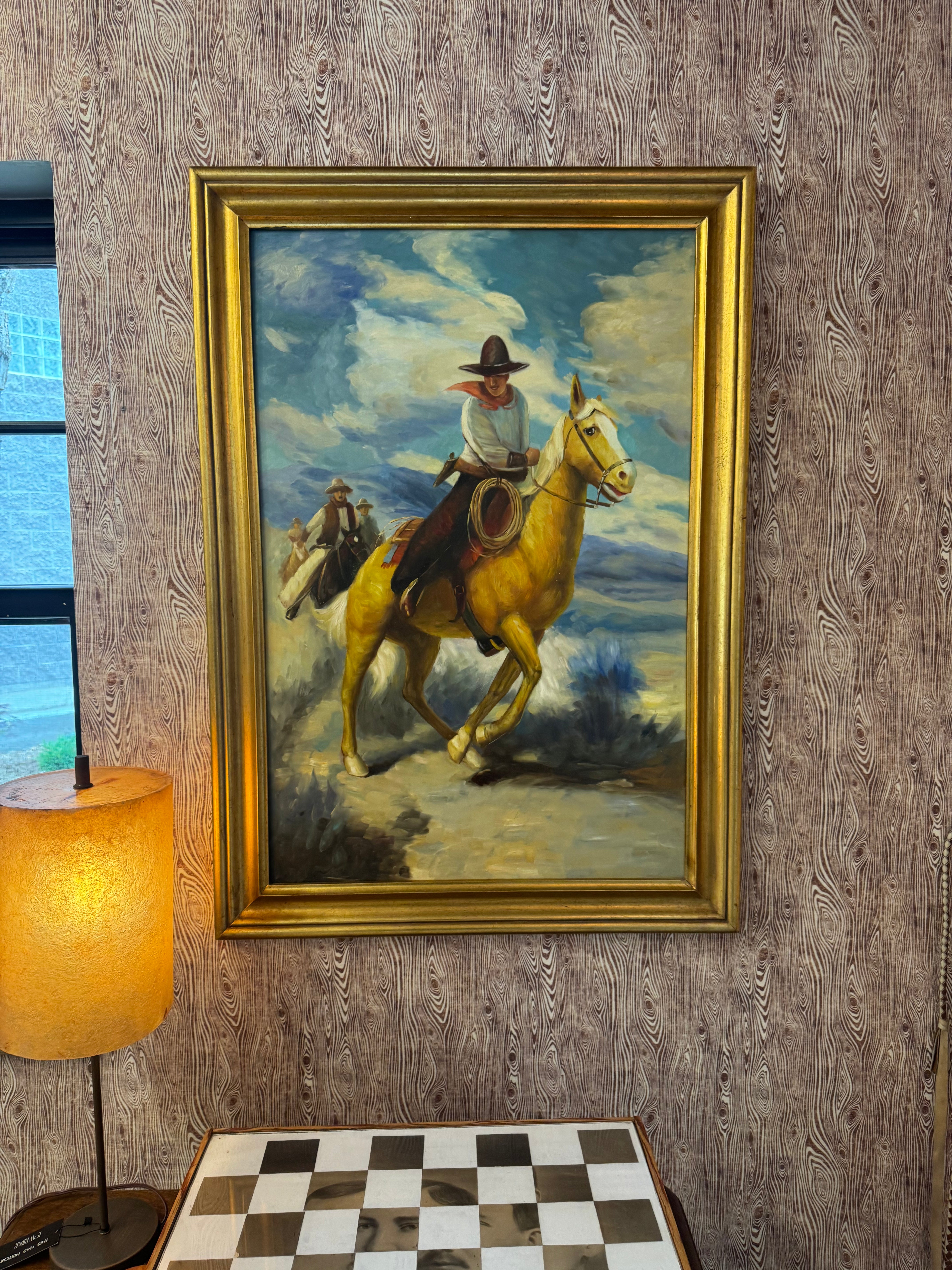 On The Open Range Cowboy Painting