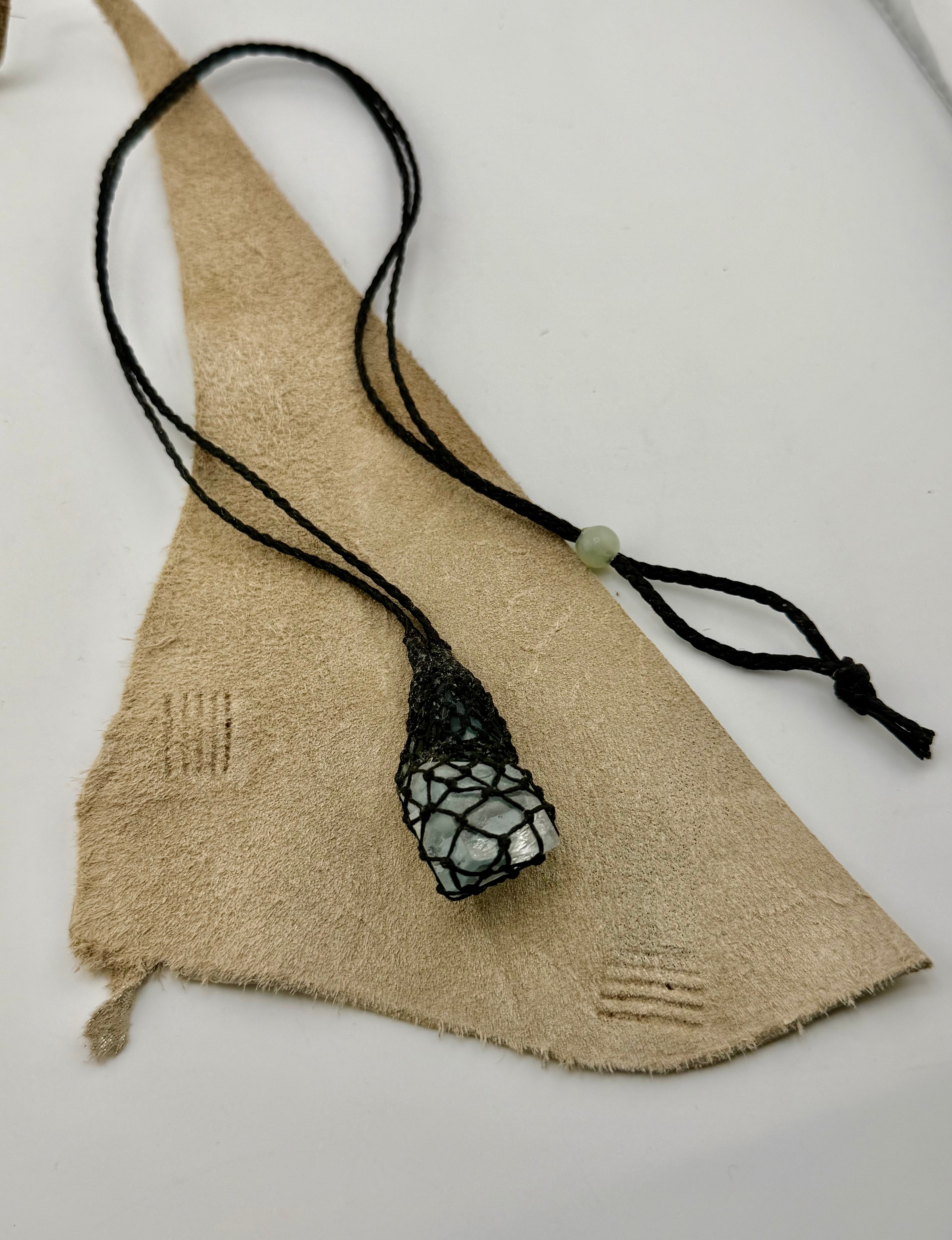 Aquamarine + Jade Netted Necklace by Carina Schott
