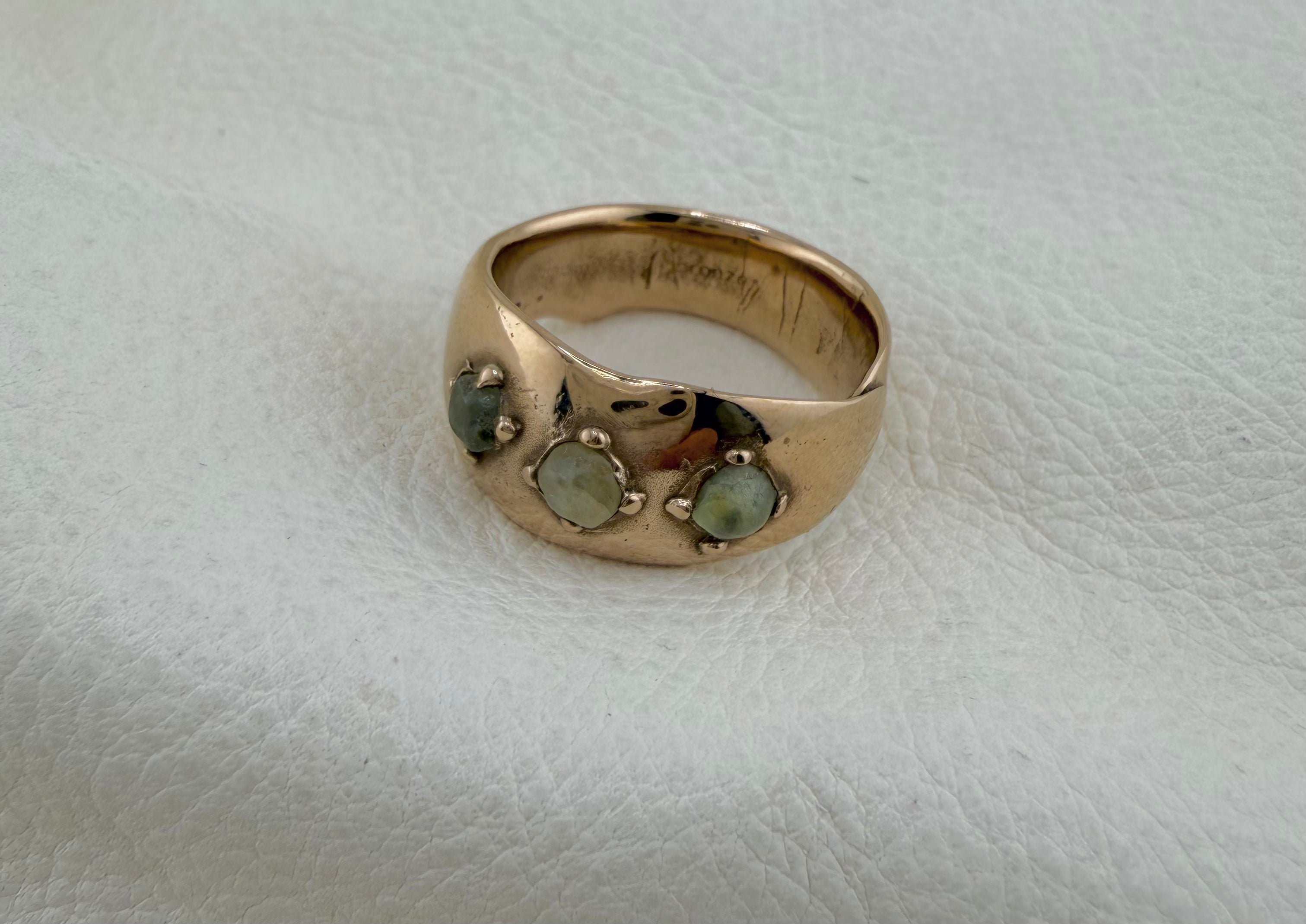 Three Montana Sapphire Ring Cast in Bronze by Carina Schott