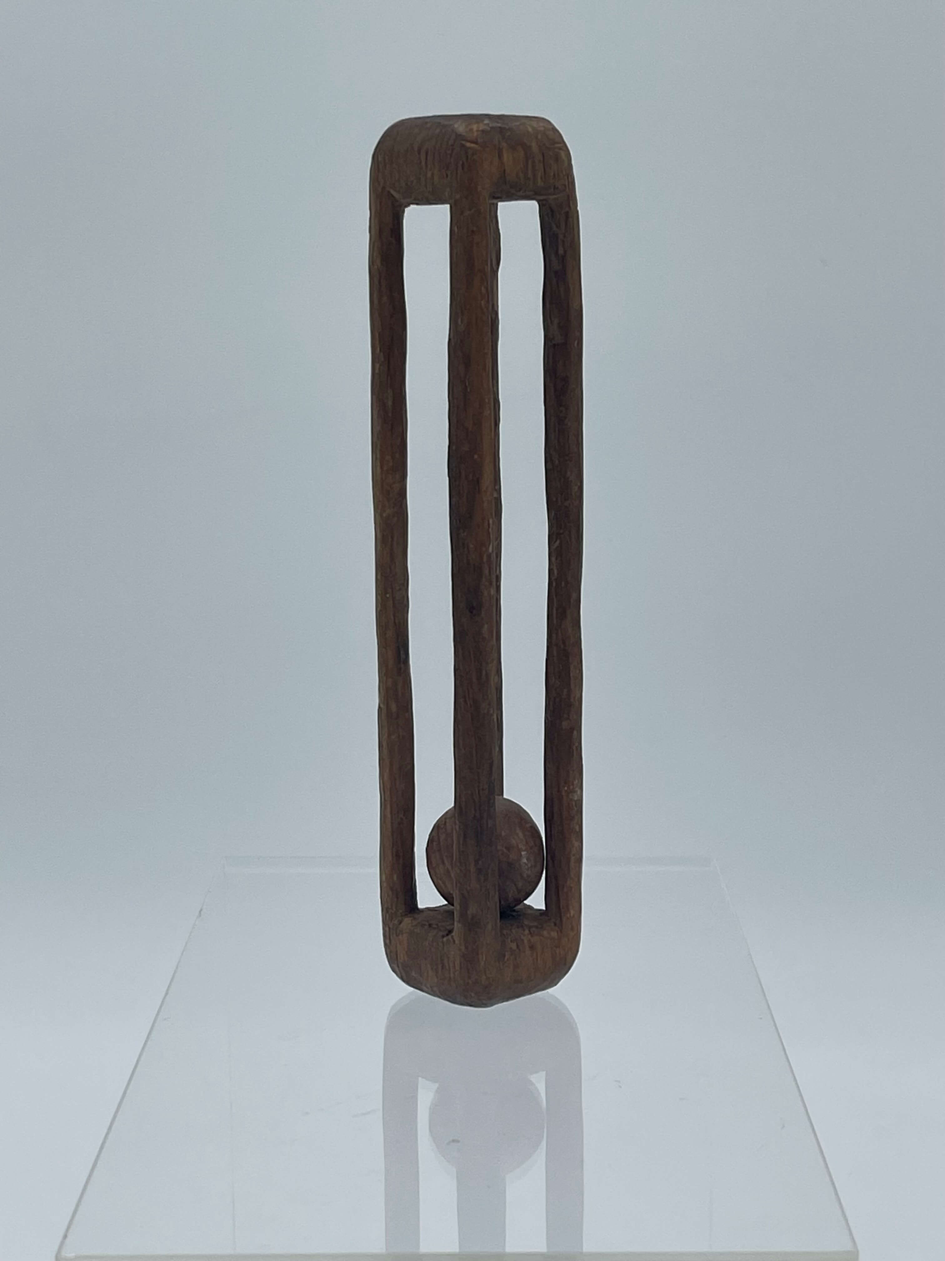 Folk Art Wood Carved Ball in a Cage
